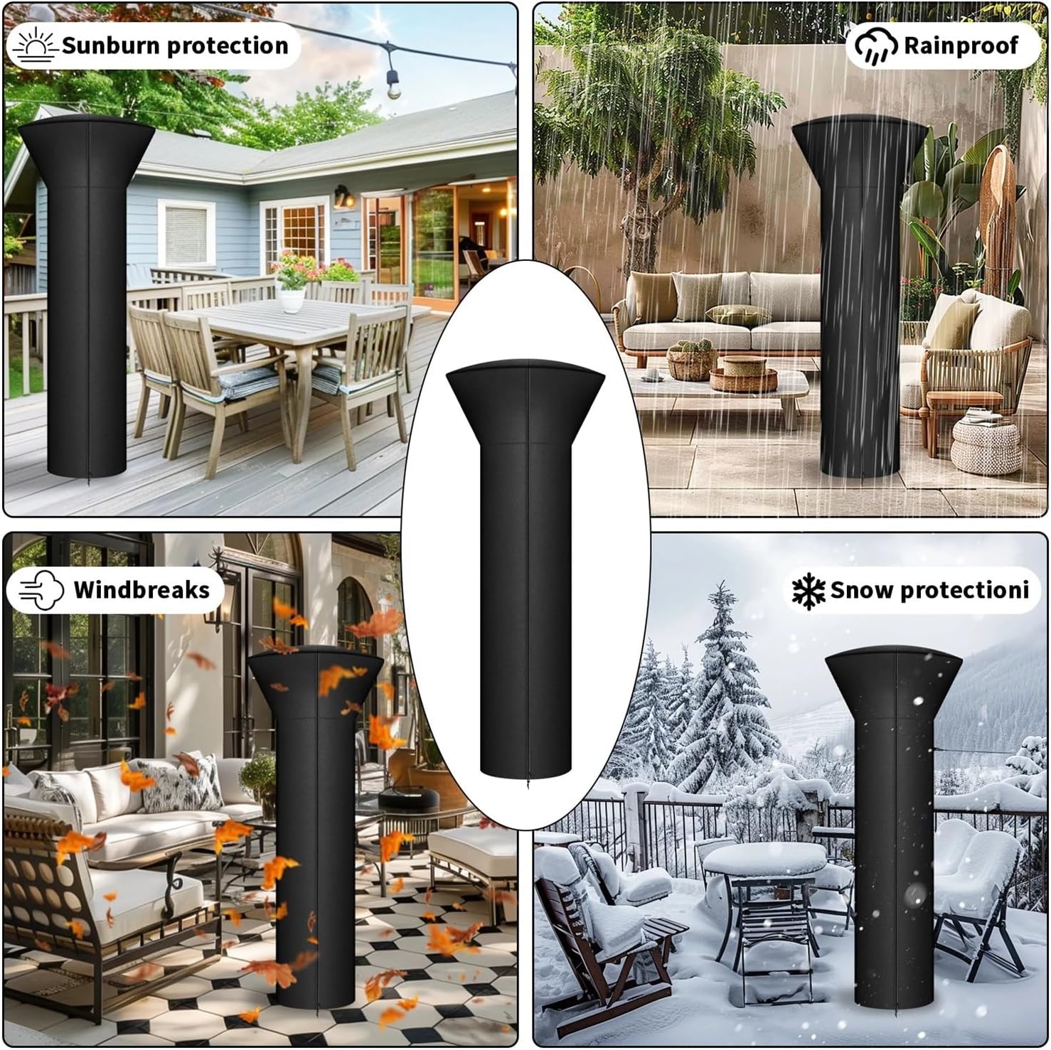 Patio Table Cover Waterproof Patio Heater Covers Umbrella Heater Cover Garden Furniture Protector All-Purpose Dust Cover With Zipper(1 Pcs)