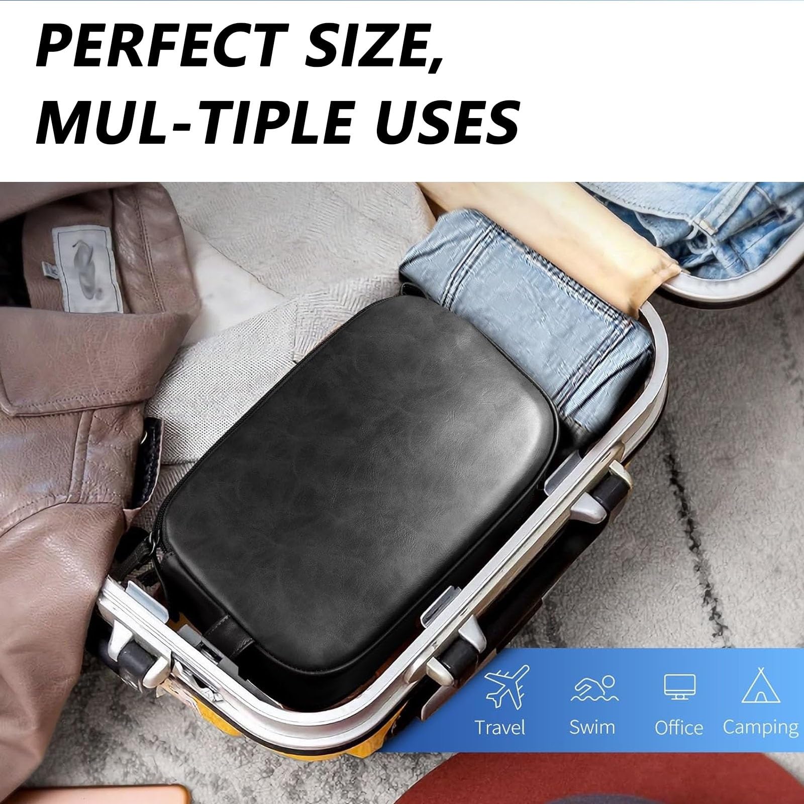 Kulturbeutel aus Leder, wasserabweisende Rasiertaschen for Herren und Damen, Badezimmerhygiene, Reise-Make-up-Tasche, Organizer, kompakte Tasche mit Griff, vielseitige Essentials for Kreuzfahrtschiffe