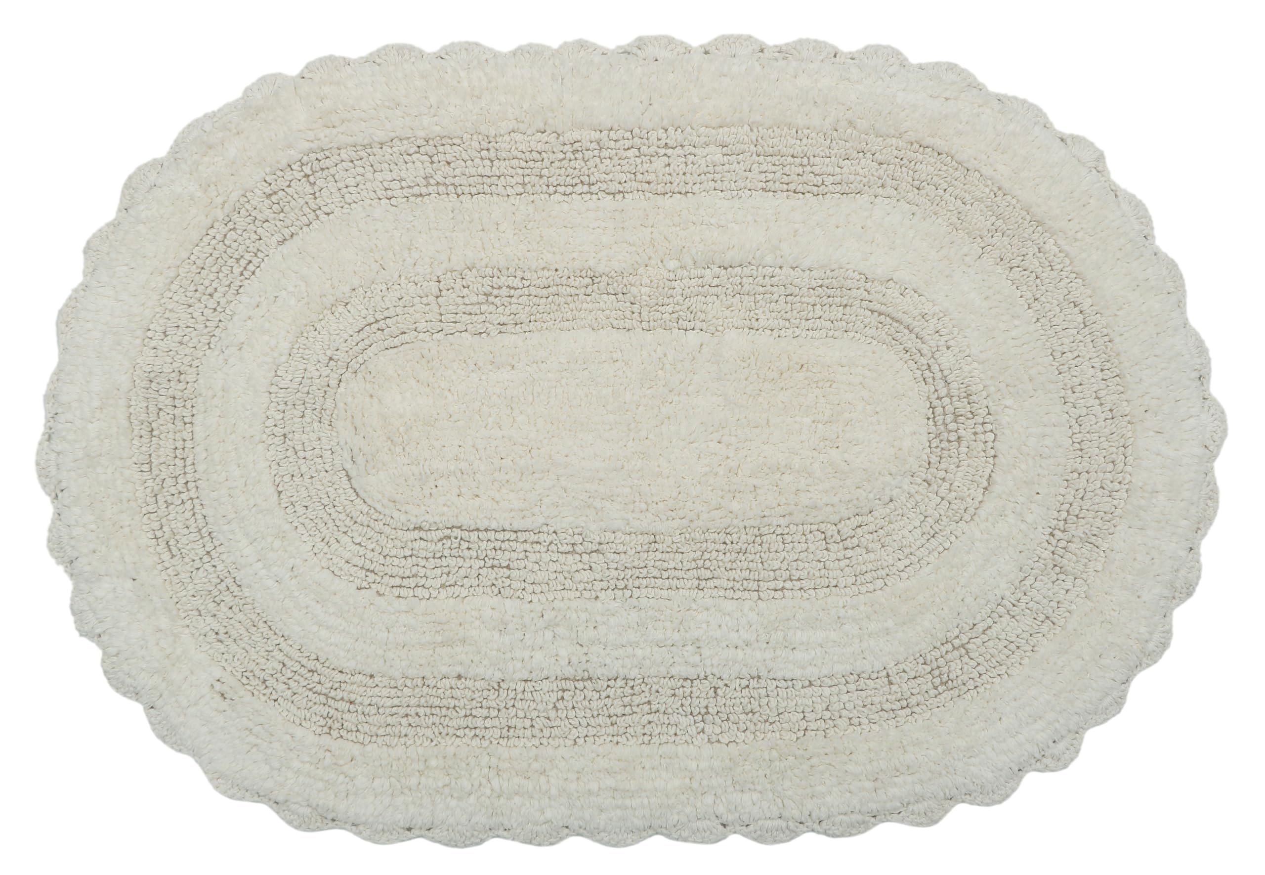 THE HOME TALK Cotton Oval Bath Rug | Area Rug for Spa, Vanity Shower, Kitchen & Living Room | Water Absorbent Linens | Warm & Soft Carpets | Bathroom Accessories | 50 x 75 cm