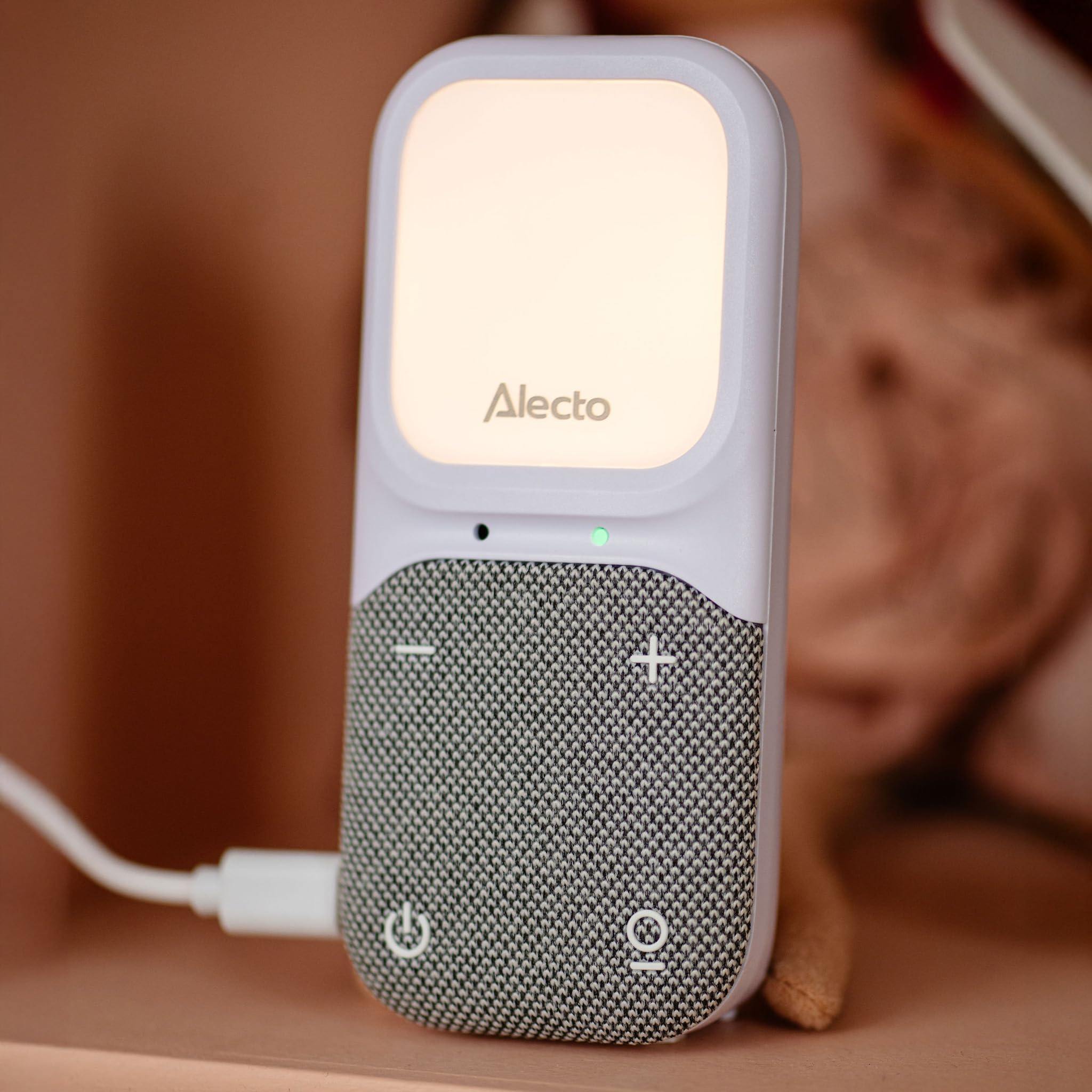 Alecto DBX135 - nowoczesna niania Full Eco Audio z krystalicznie czystym dźwiękiem DECT, długim czasem czuwania i nocną lampką - biały/szary