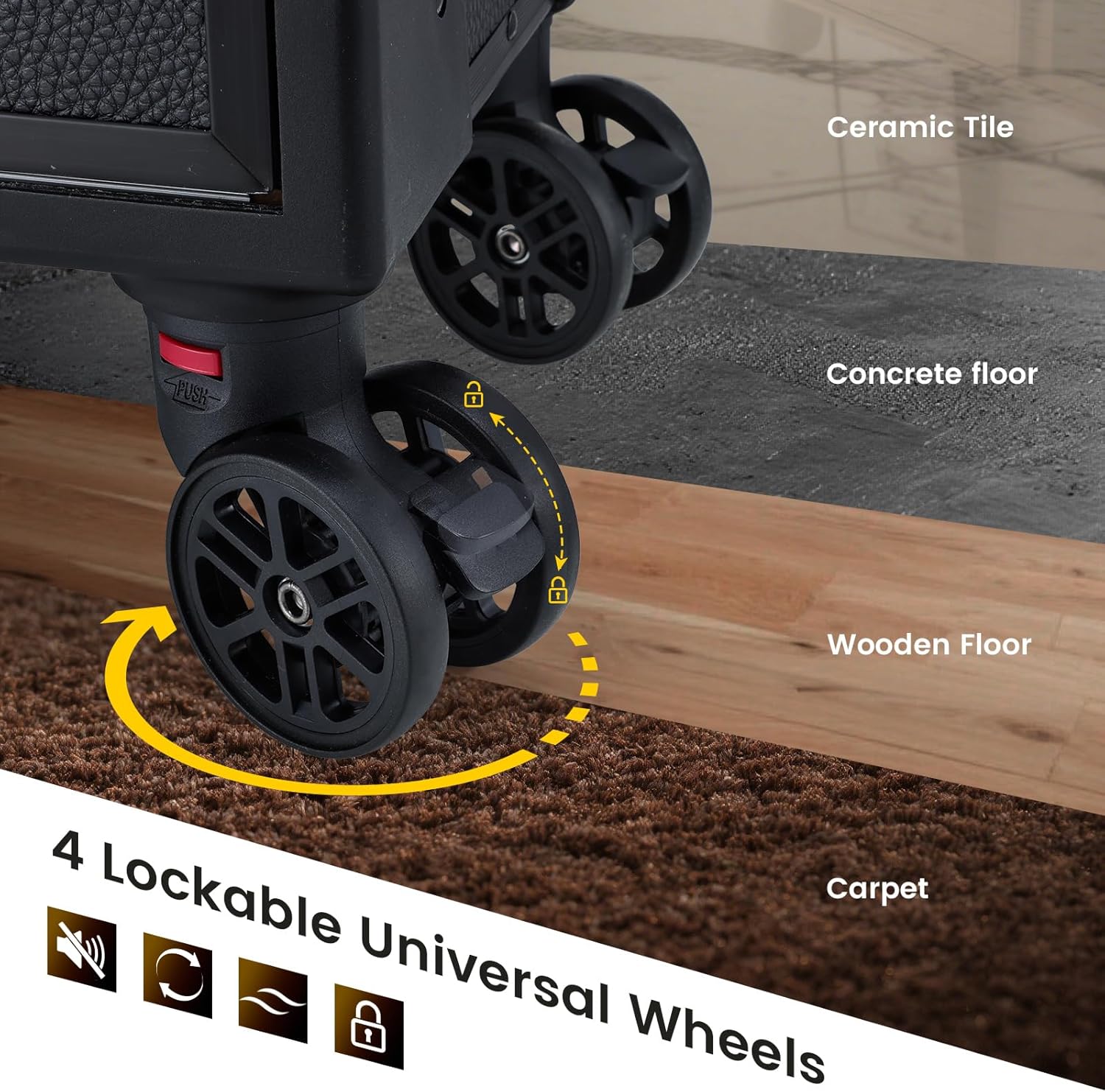 Professional 3 in 1 Rolling Makeup Case Cosmetology Case on Wheels 2 Large Drawer Nail Case Trolley Traveling Cosmetic Train Case with Makeup Pouch for Artists Nail Technician Salon Cart Trunk Black - Image 6