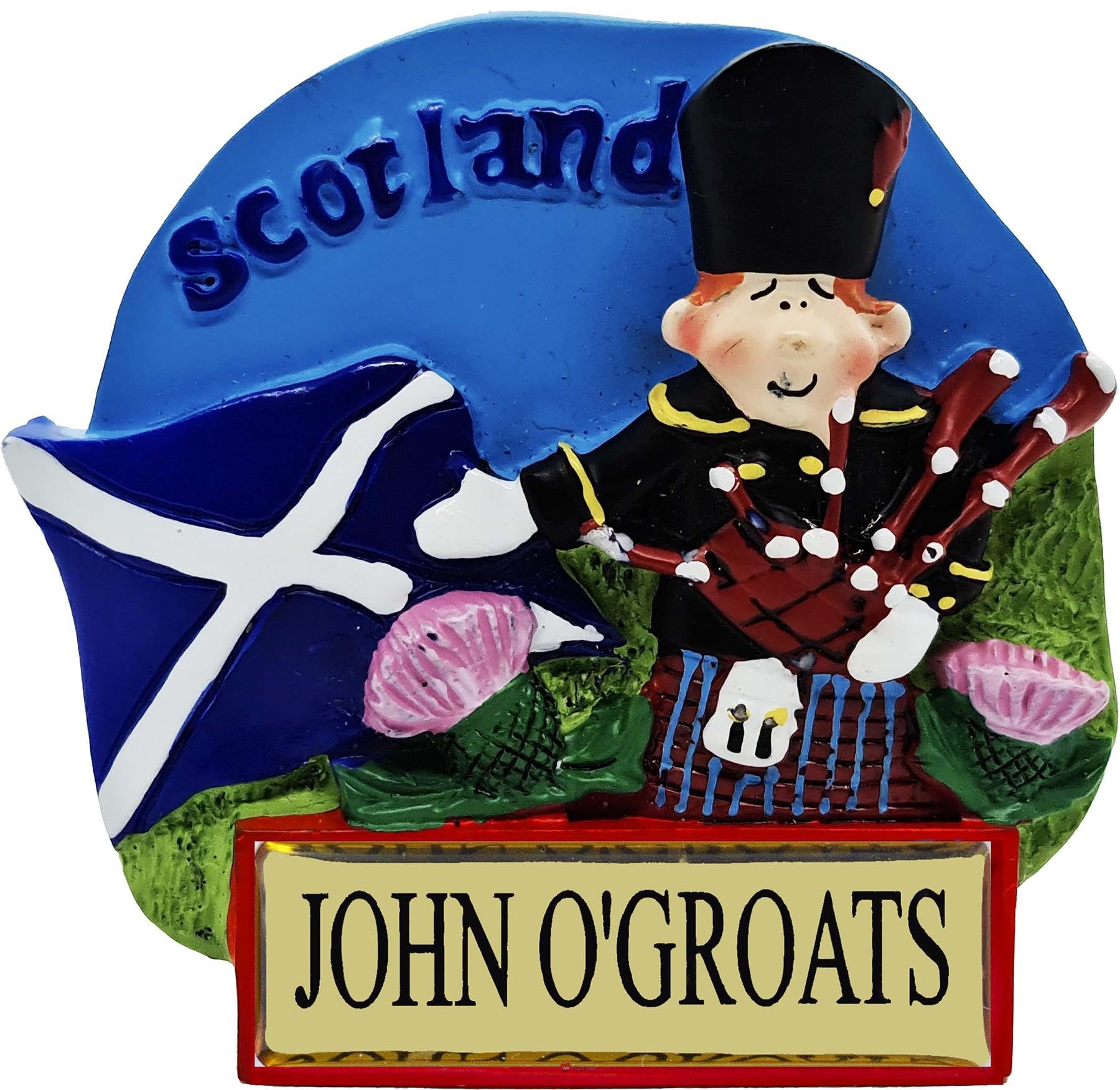 I Luv Ltd John O'groats Fridge Magnet - Highland Piper With Saltire Scotland Flag, Traditional Scottish Gifts