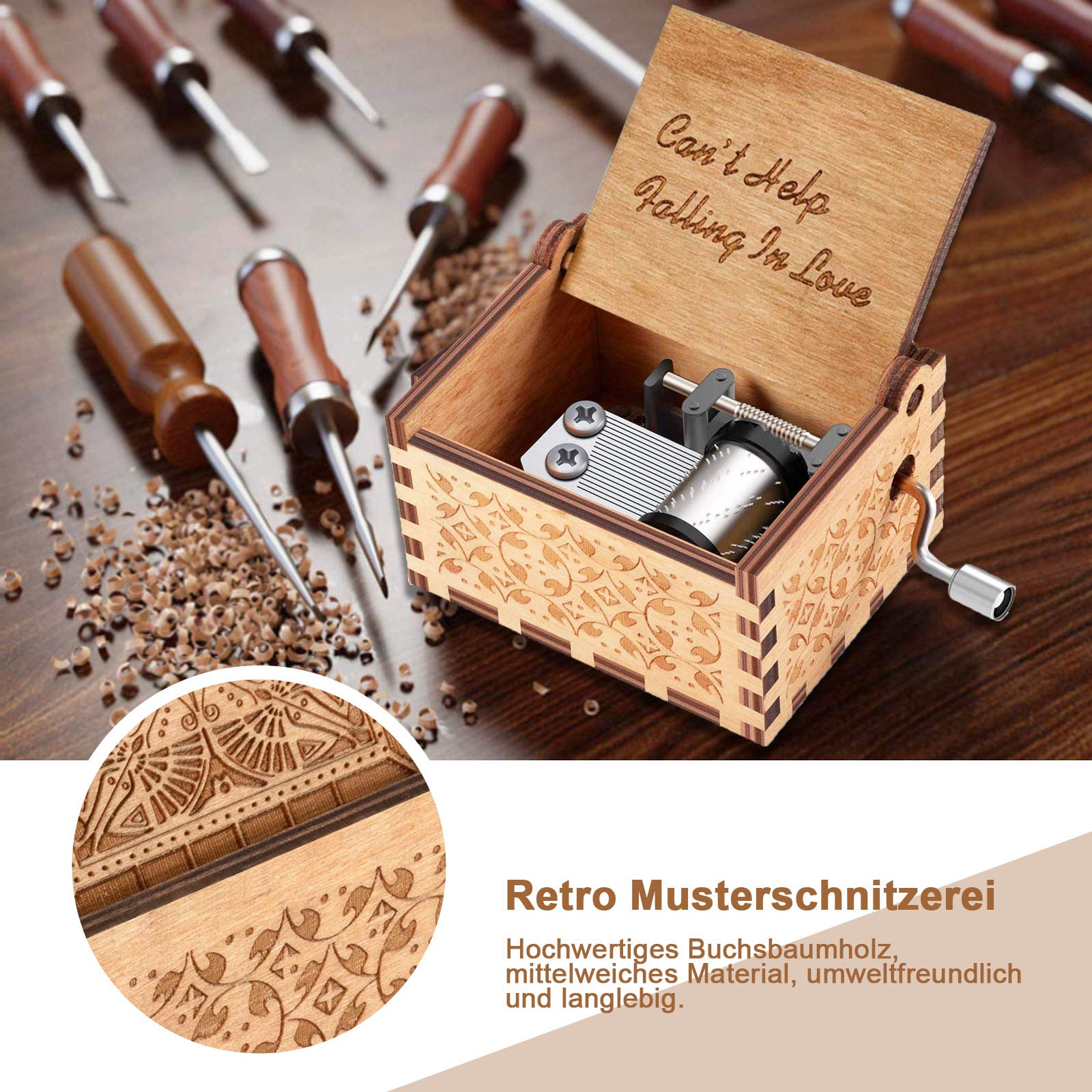 Carillon A Manovella In Legno - Melodia 'Can't Help Falling In Love' - Foto 8