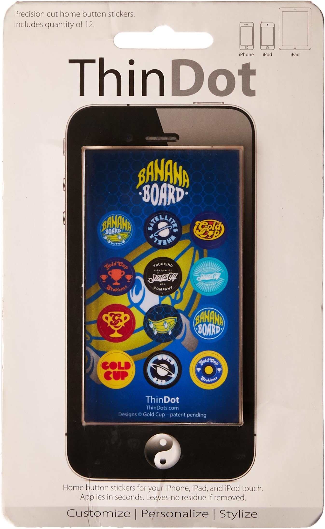 ThinDot Home Button Stickers for iPod/iPhone/iPad - Banana Board