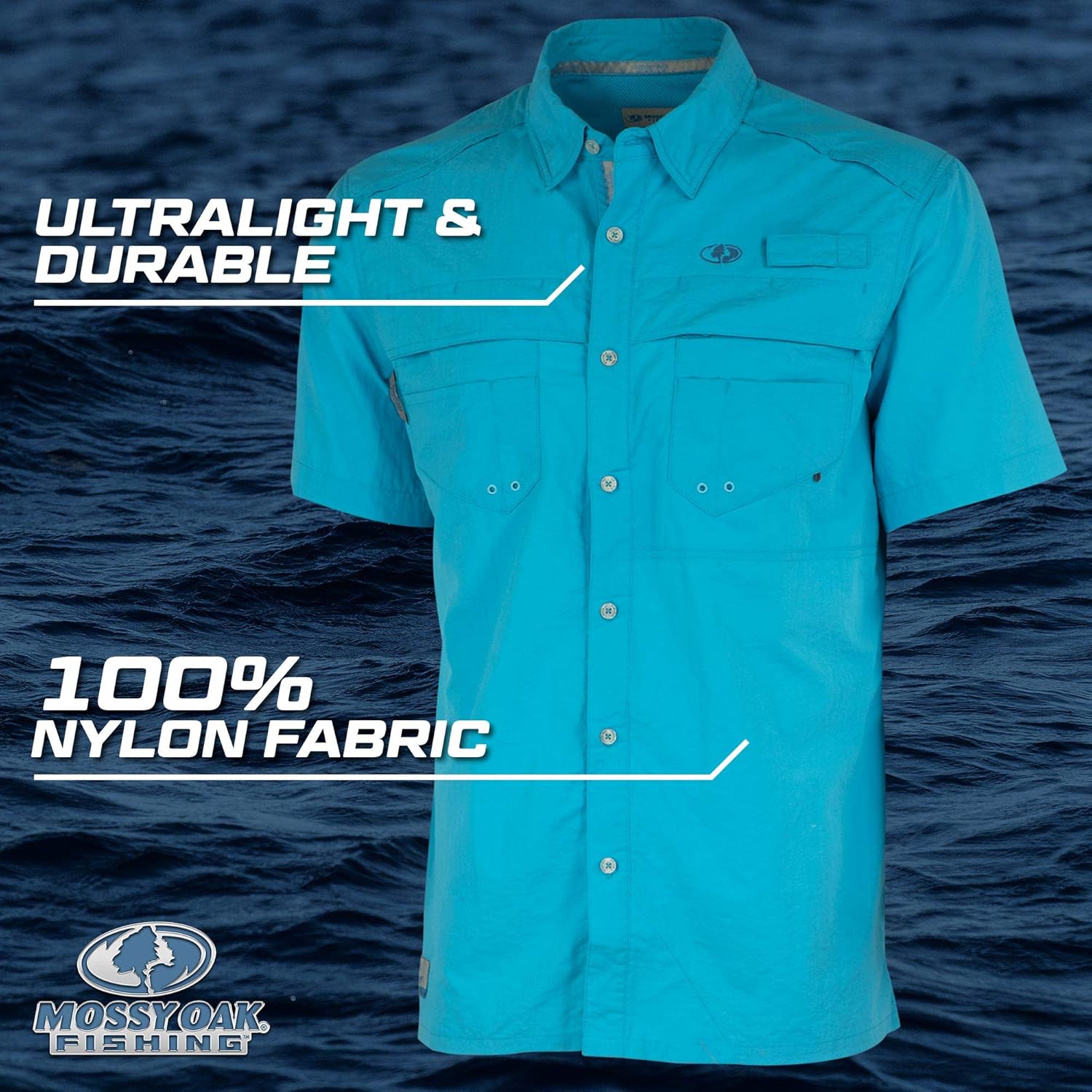 Mossy Oak Fishing Shirts for Men, Quick Dry with UPF Sun Protection