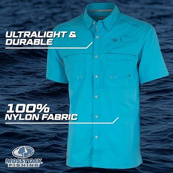 Mossy Oak Fishing Shirts for Men, Quick Dry with UPF Sun Protection