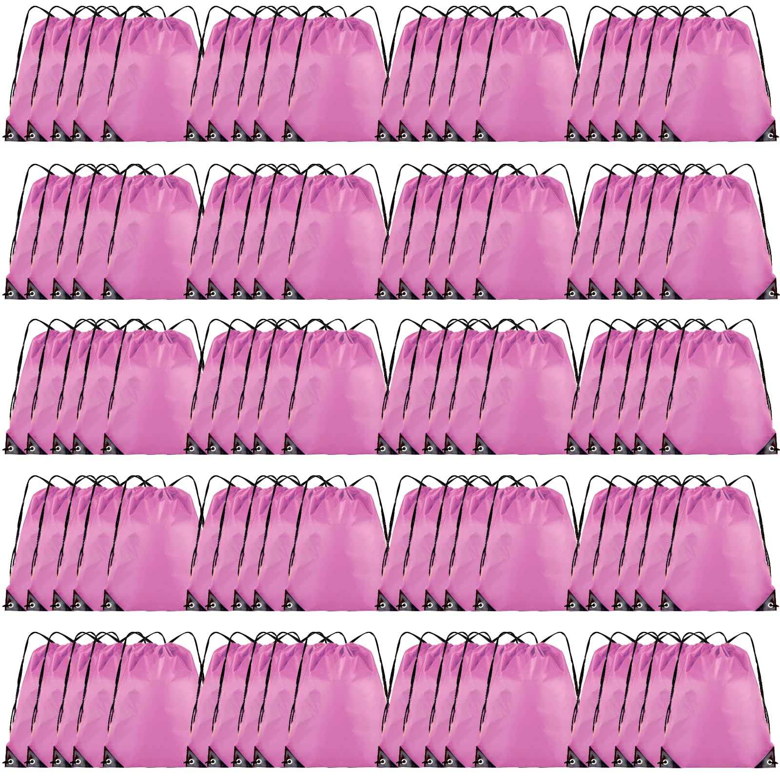 Grneric 100 Pieces Drawstring Backpack Bulk Cinch Sackpack Ployster Drawstring Bags for Gym Party Trip(Pink)