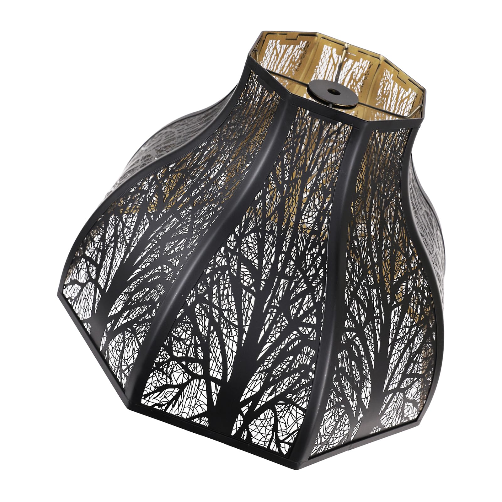 Metal Black and Gold lamp shades for floor lamps for bedroom or living room, 8-petal lotus lamp shape drum lamp shades, corner floor fan lamp with