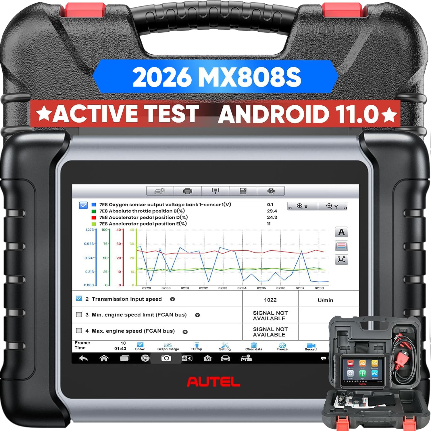 Autel Scanner MaxiCheck MX808S, 2026 US Ver of MaxiCOM MK808S MK808Z, Full Bidirectional Diagnostic Scan Tool as MK900 MX900 MK900BT MK808BT PRO, 3K+ Active Test, 28+ Service, OE All System, OS11, FCA