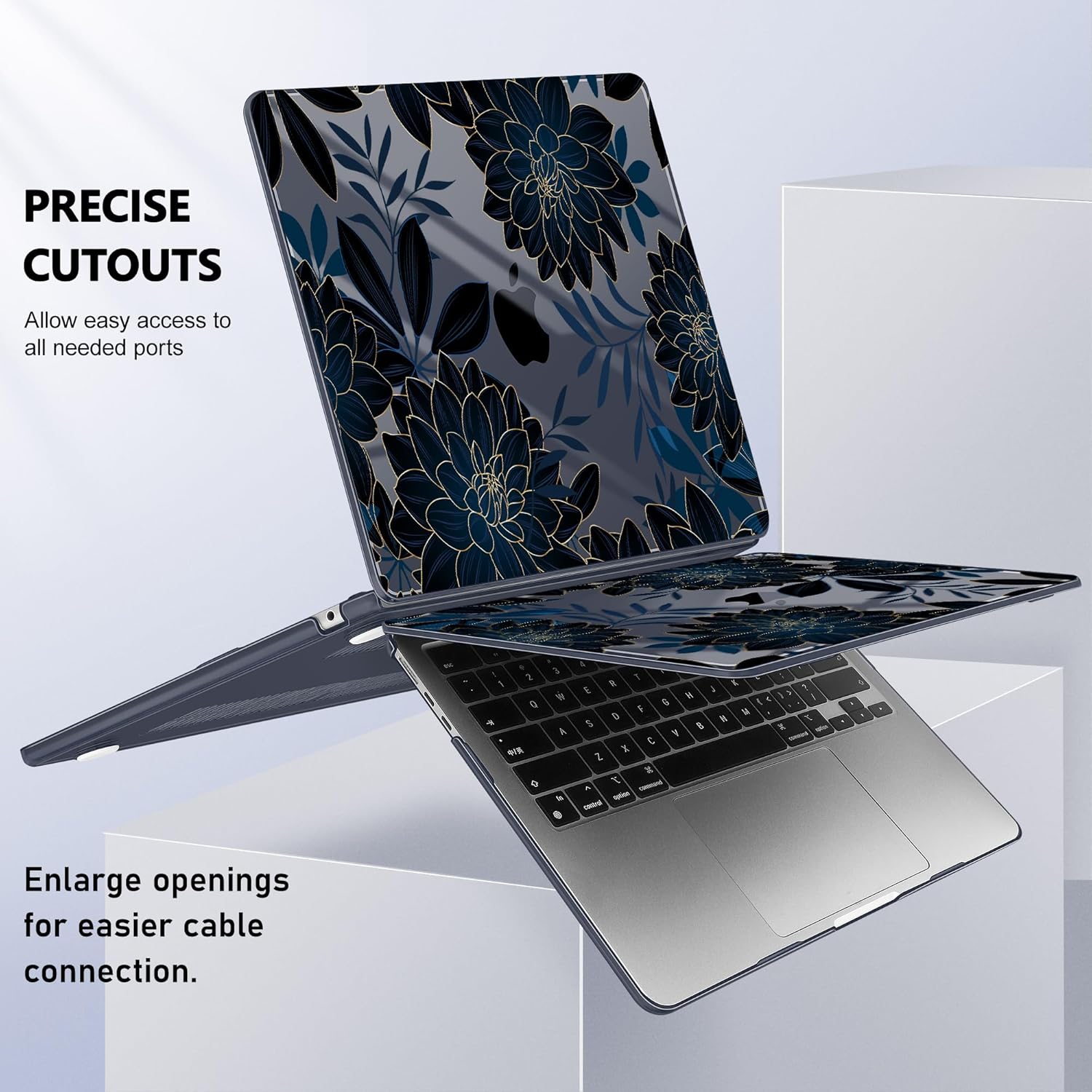 May Chen Compatible with M4 MacBook Air 15 inch Case 2025 2024 2023 A3241 A3114 M3 A2941 M2 with Liquid Retina Display & Touch ID, Plastic Hard Shell with Keyboard Cover - Luxury Dahlia - Image 6