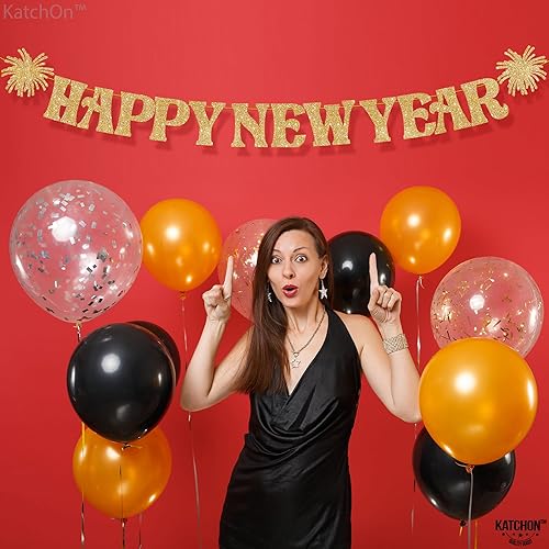 Miniatura 7 de KatchOn, Cartel de feliz año nuevo dorado con purpurina – 10 pies, Bye 2026 Hello 2026 Banner | Decoraciones de feliz año nuevo, letrero de feliz