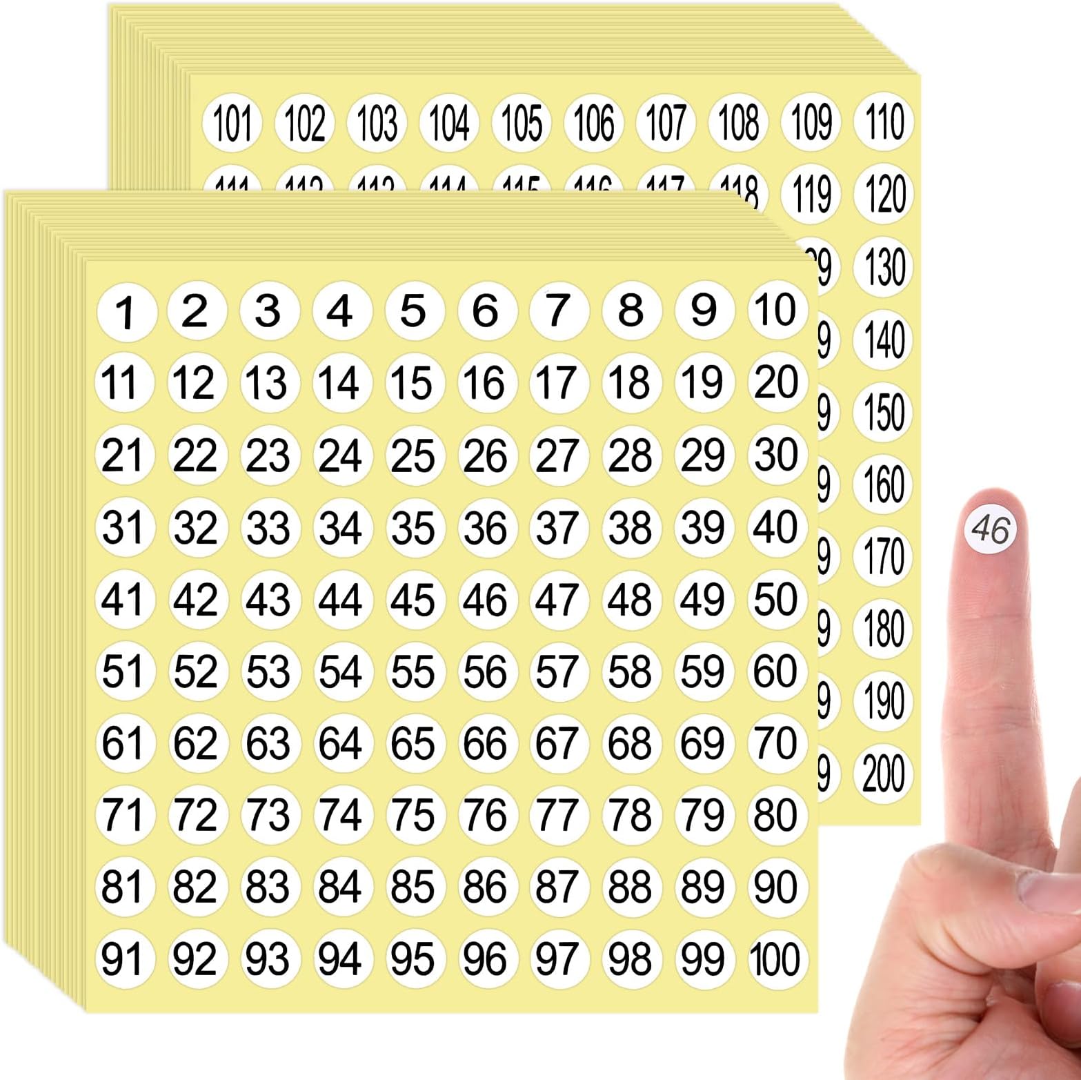 Nogeqi 4000PCS 1-200 Numbered Stickers, Round 1 to 200 Small Number Stickers Self Adhesive, Consecutive Inventory Number Labels Sticker for Storage Organizing Boxes Bins Toolbox (40 Sheets)
