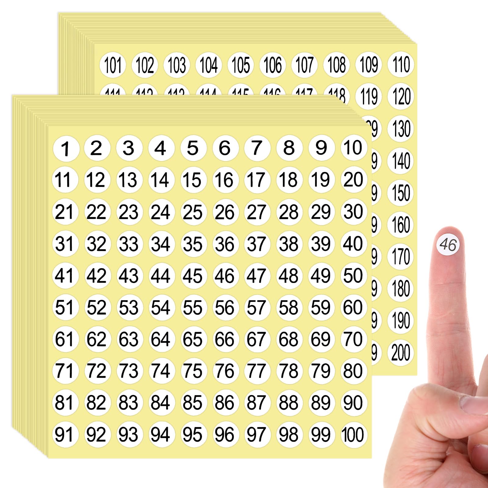 Nogeqi 4000PCS Small Number Stickers 1-200, Round 1 to 200 Numbered Stickers Self Adhesive, Consecutive Inventory Number Labels Sticker for Storage Organizing Boxes Bins Toolbox (40 Sheets)