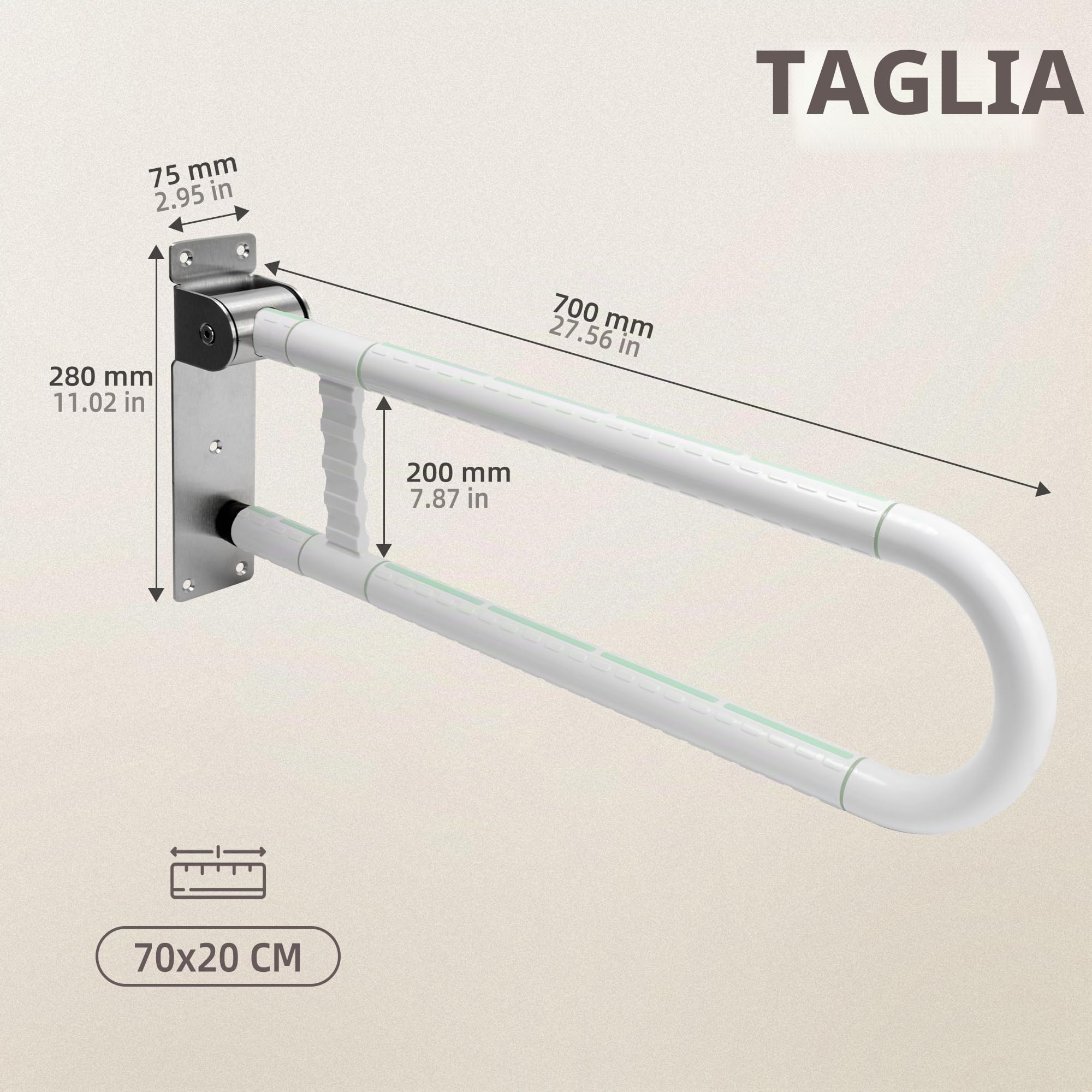 ITSOGOO Maniglione Bagno Disabili 70cm,Maniglia Doccia Anziani,WC stand-up,Maniglione per Doccia,Supporto Pieghevole Disabili,Acciaio Inossidabile,Supporta 250 kg,Bianco