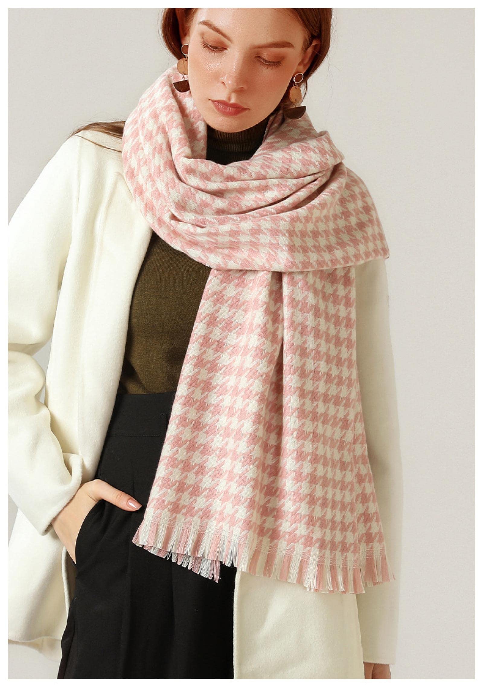 Sciarpa Donna Scialle Uomo Invernale Sciarpe da Donna Sciarpe A Quadri Bianche Nere Calde Vintage Vintage da Donna
