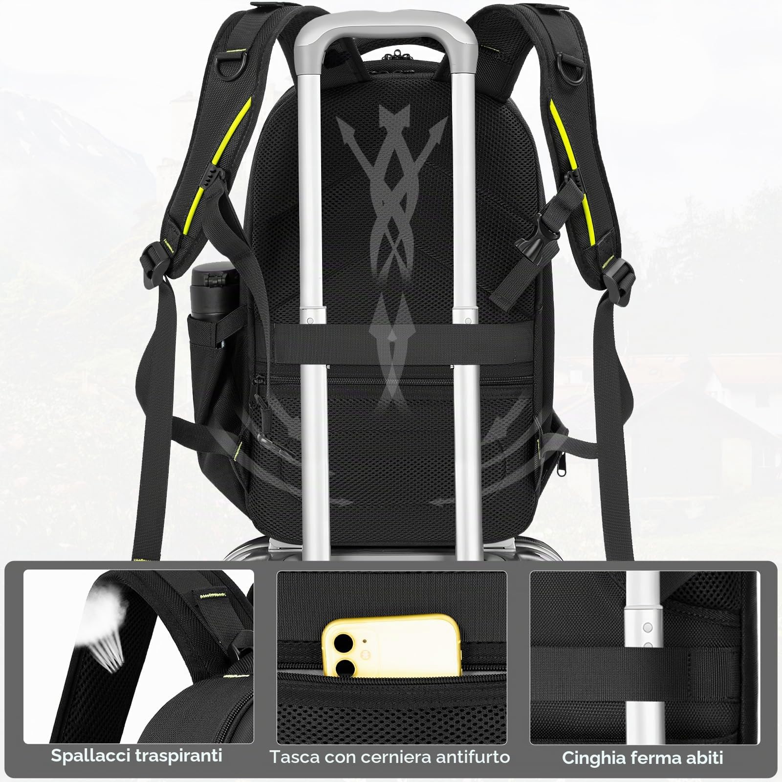Zaino rigido per fotocamera, borsa per fotocamera fotografica, resistente all'acqua, antiurto, con supporto per treppiede e scomparto per laptop da 15,6 pollici, compatibile con Canon/Nikon