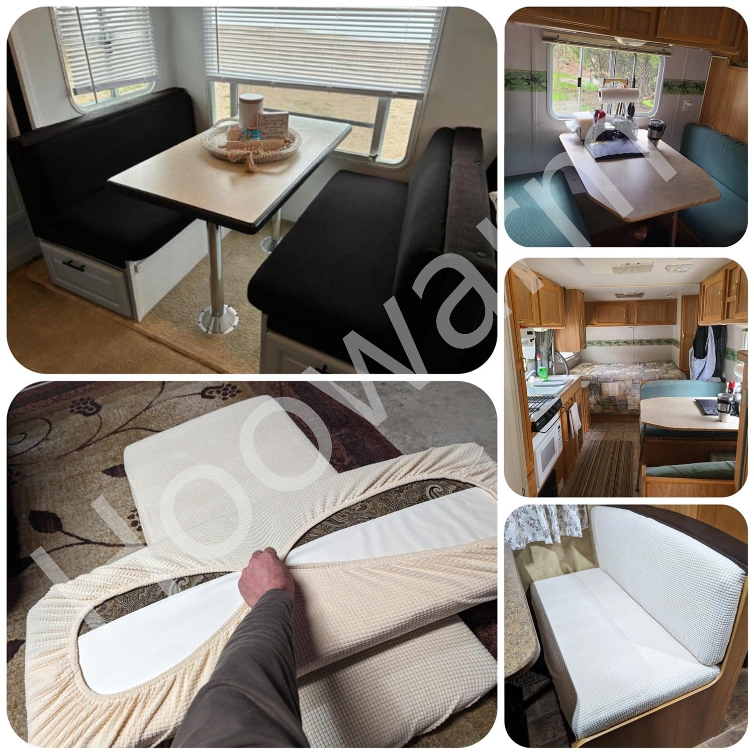 HLTQL Copricuscini per Dinette Camper, Fodere per Cuscini Dinette Camper, Set Copridivano Camper, Elasticizzato Lavabile Protezione per Mobili, per Camper, Auto, Panca(F