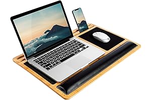 LAPGEAR Bamboo Pro Lap Board with Wrist Rest, Mouse Pad, and Phone Holder
