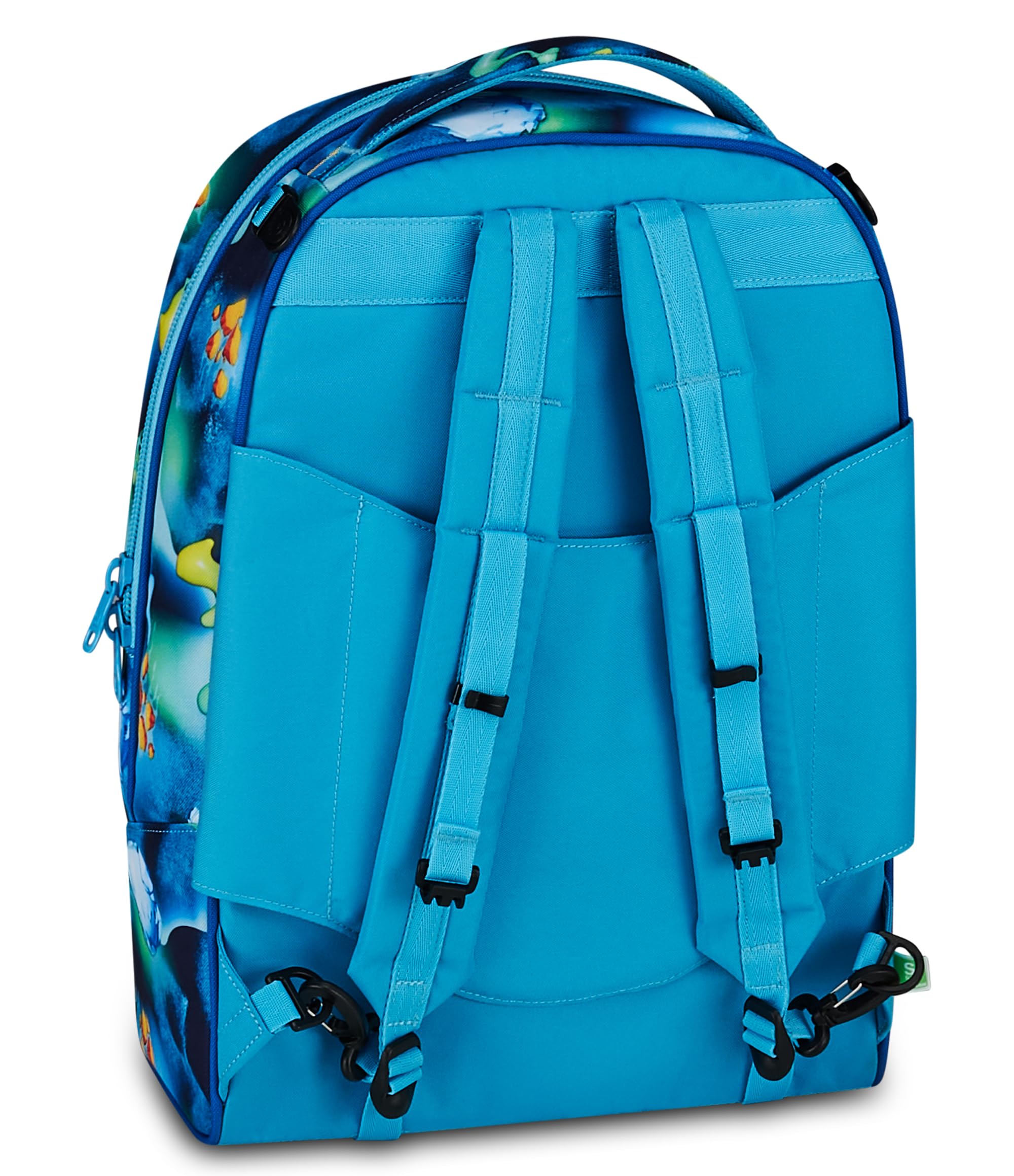 SJ GANG STYLE JAM GANG Trolley Jack 8 ruote SPACE RIDE, Blu, 34L, Scomponibile, Crossover System, 3 in 1, Spallacci a scomparsa, Tasca frontale con astronauta 3D, Scuola elementare, Bambino