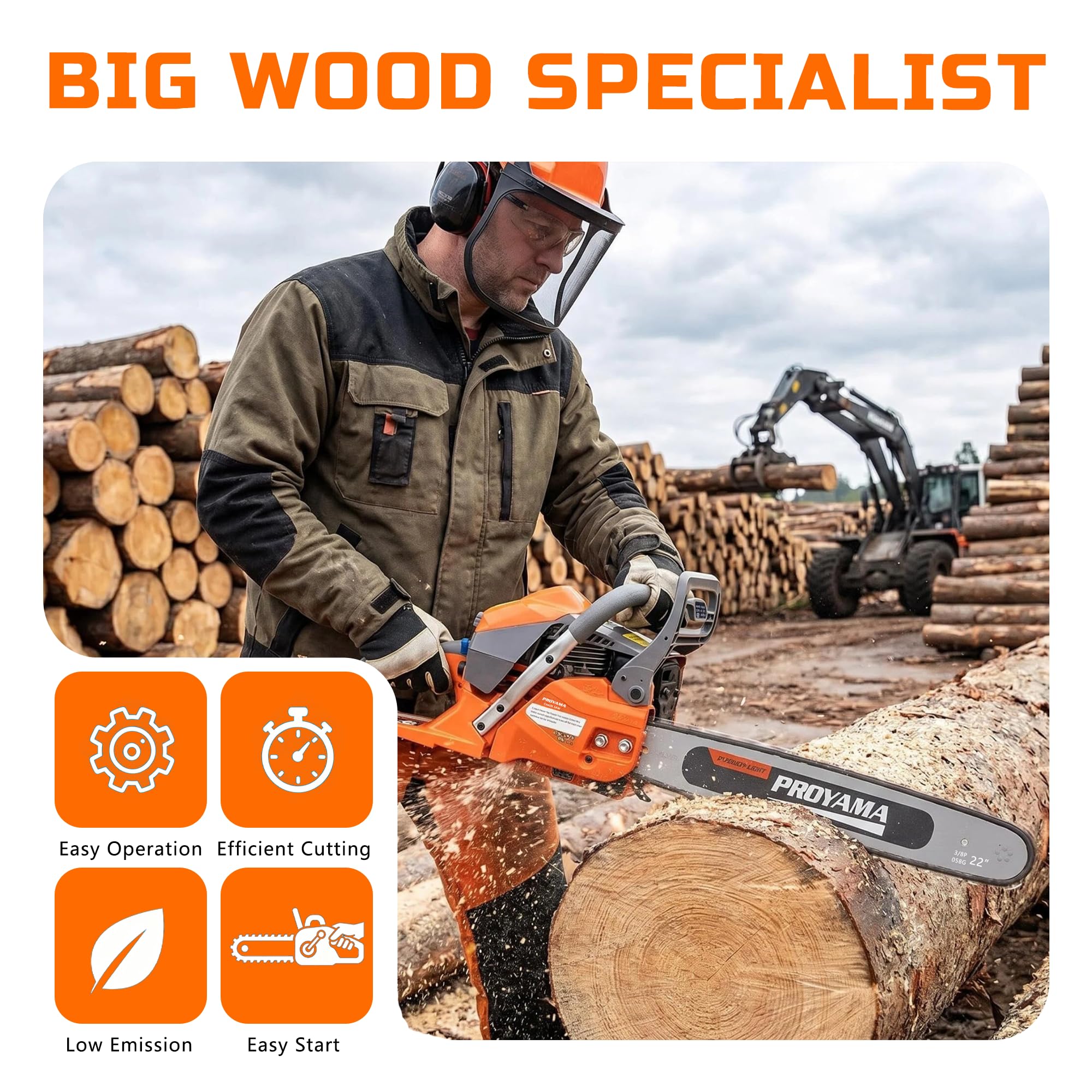 PROYAMA 62cc Chainsaw - Powerful & Vibration Reduction -4