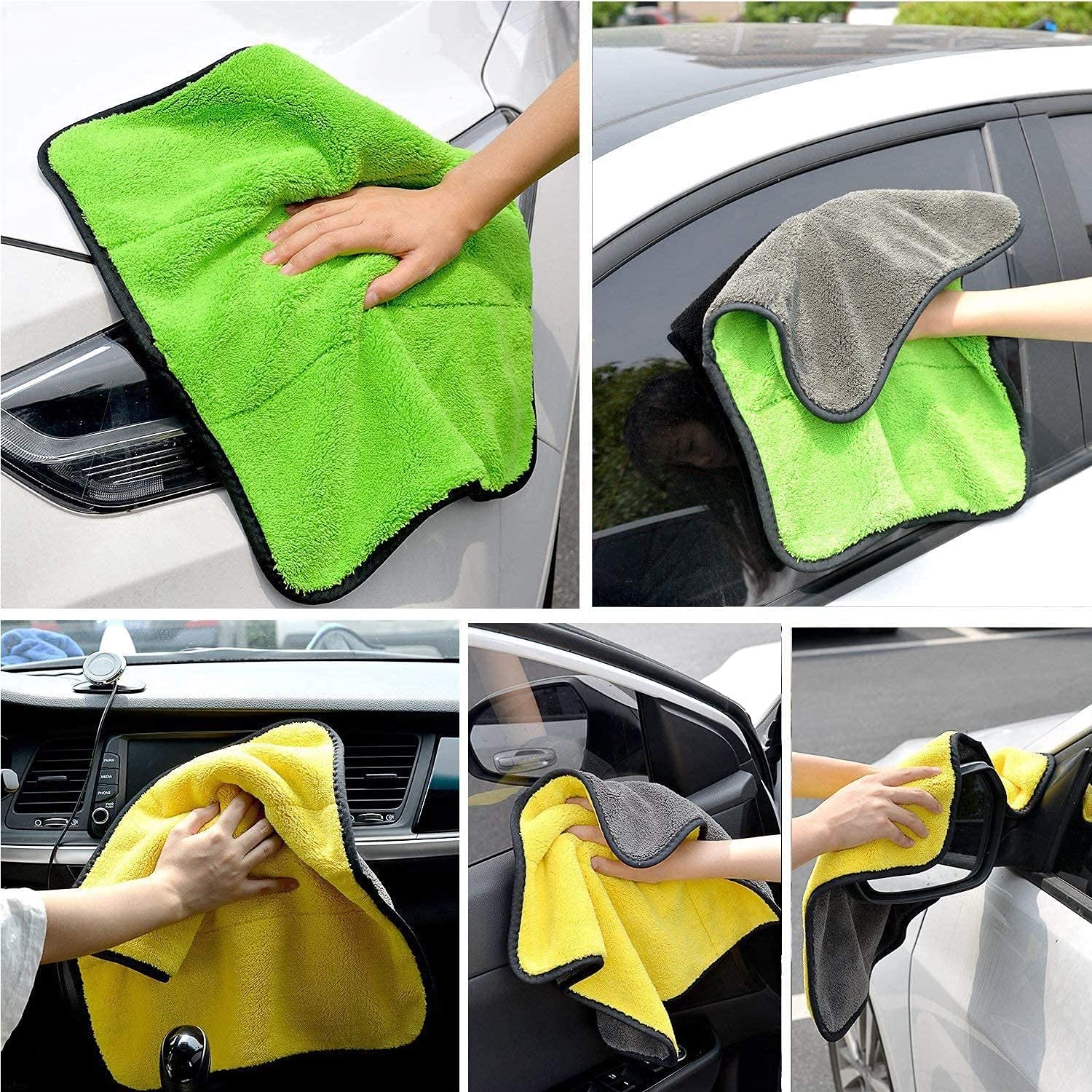 Auto Hub Microfiber Car Cleaning Cloth - Og Soft 800 Gsm (30X40 Cm) Microfiber Cloth For Car And Bike - Scratchless Drying And Detailing 30X40 Cm, Pack Of 6, Mix, Multicolor 2