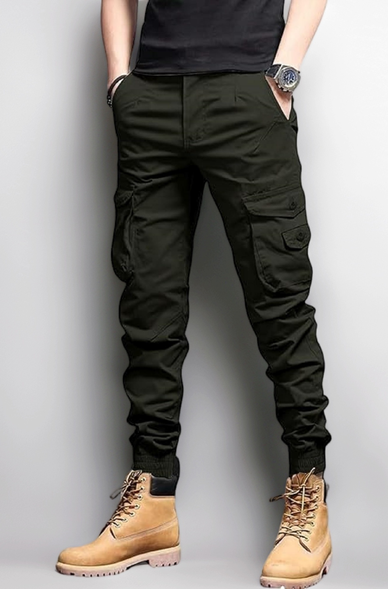 - Cargo for Men || Cotton Cargo Pant || Drawstring Waist Pant (Also Available in Plus Sizes) (09-12)