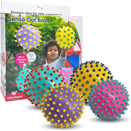Edushape Color Dots Original Sensory Balls 4-Piece Set, 4-Inch Size