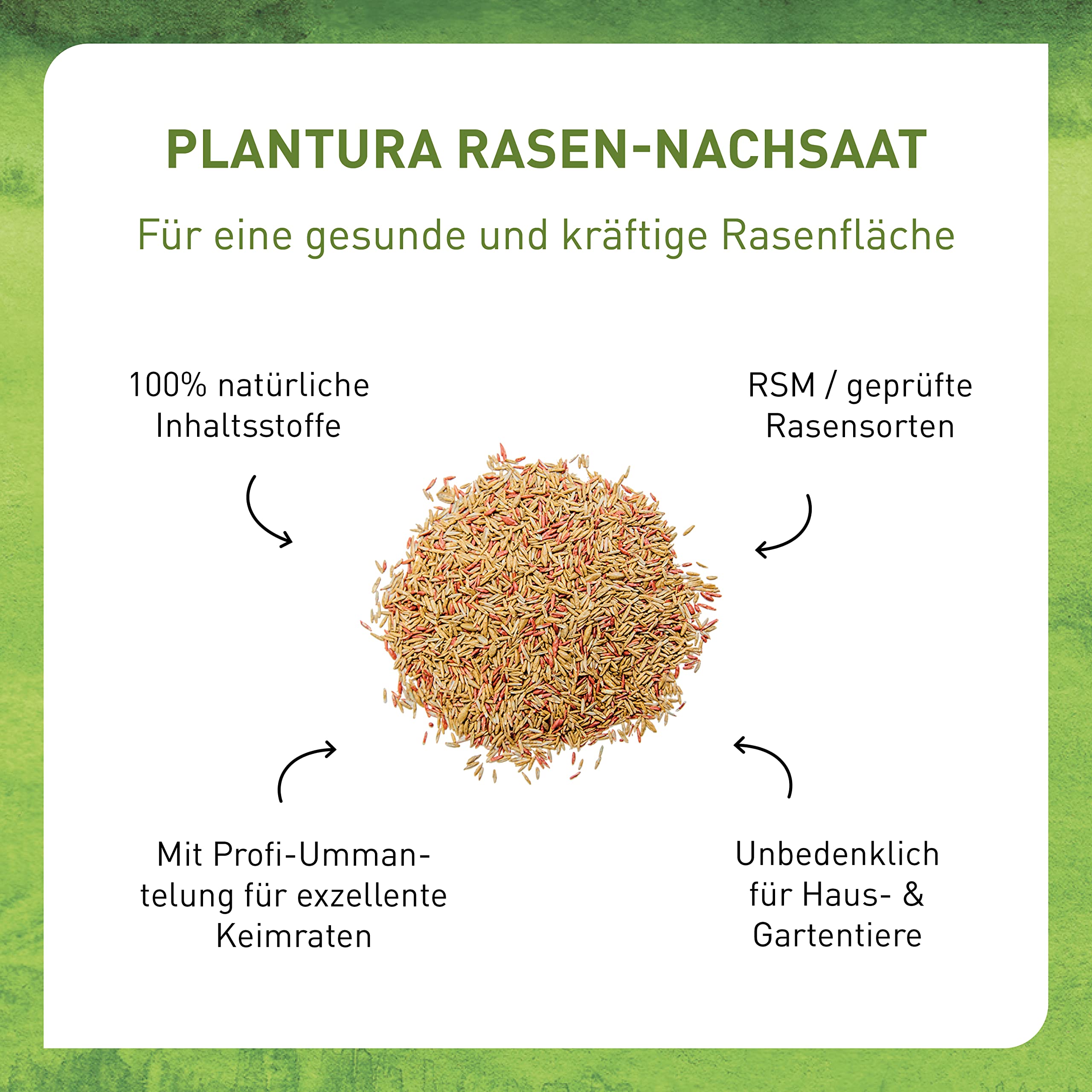 Plantura Rasen-Nachsaat, schnellkeimendes Premium-Saatgut mit Mantelsaat, 2 kg für 100 m²