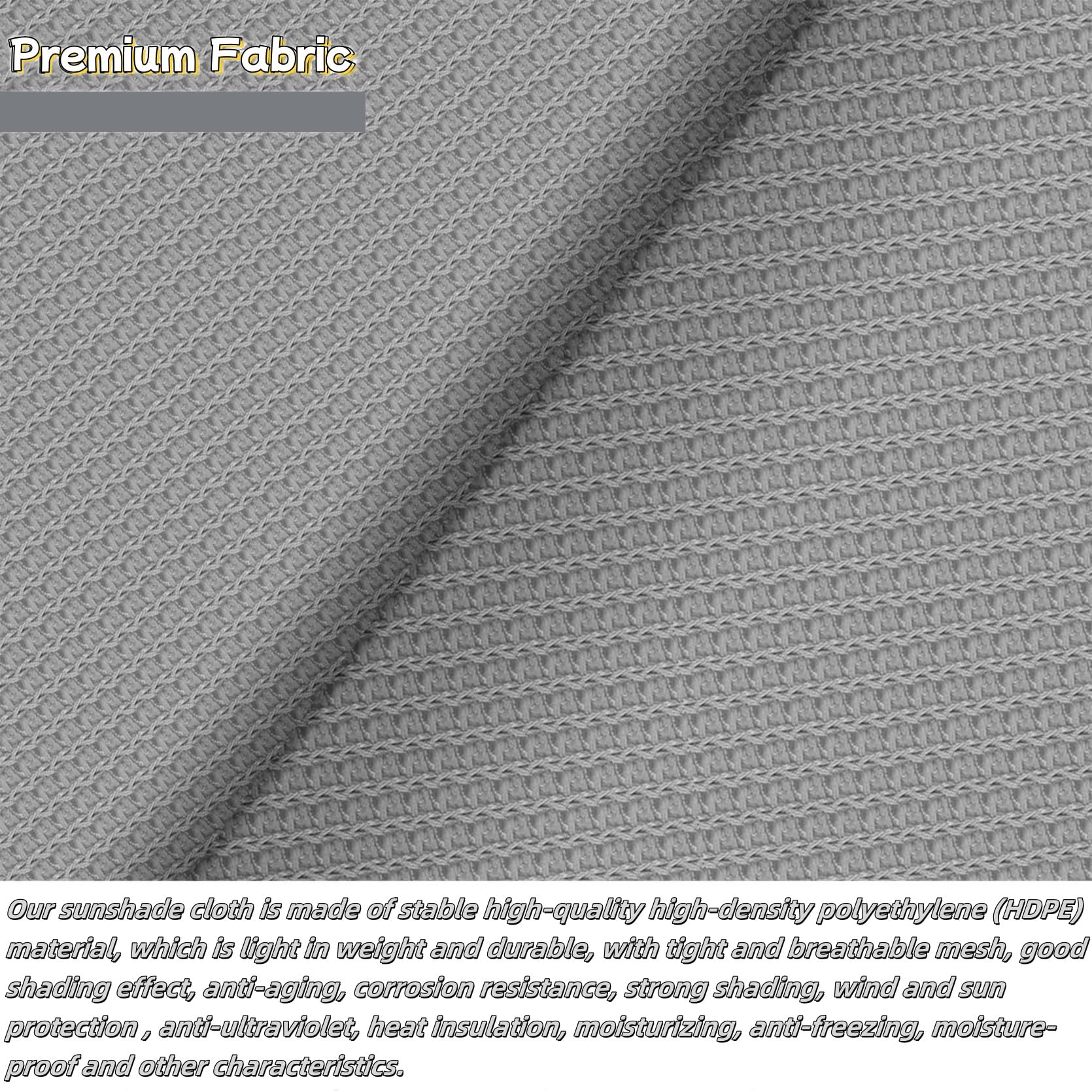 Tenda a Vela Parasole 180 x 300 cm, 95% Protezione Solare, Traspirante, Anti Uv, Antistrappo, Telo Ombra Telone Tenda a Vela, per Giardino, Terrazza, Grigio Chiaro