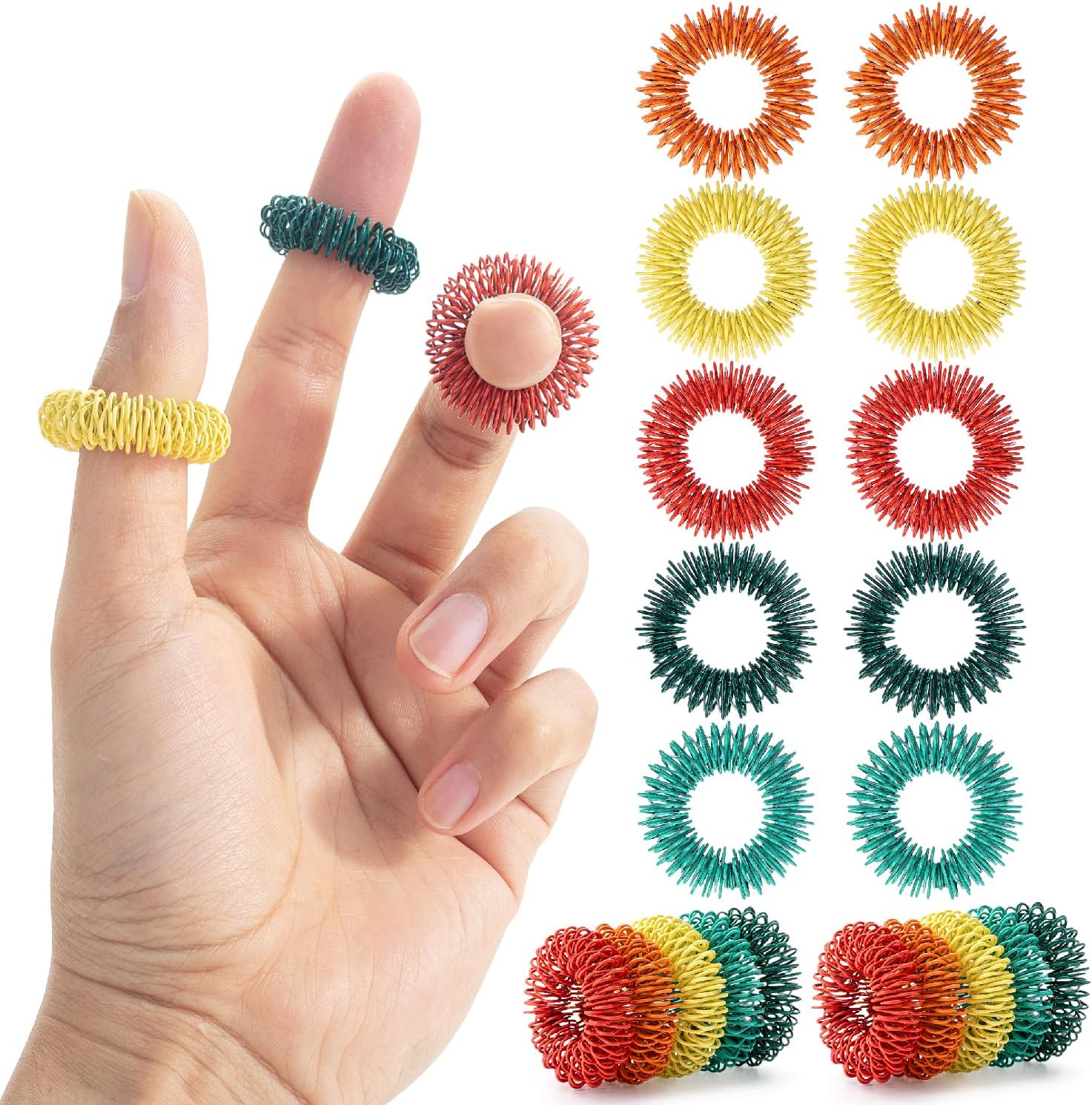 Mr. Pen- Spiky Sensory Rings, 10 Pack, Colorful Stress Relief Fidget Sensory Toys, Fidget Rings, Fidget Ring for Anxiety, Stress Relief Rings, Massager for Fidget ADHD Autism, Sensory Ring