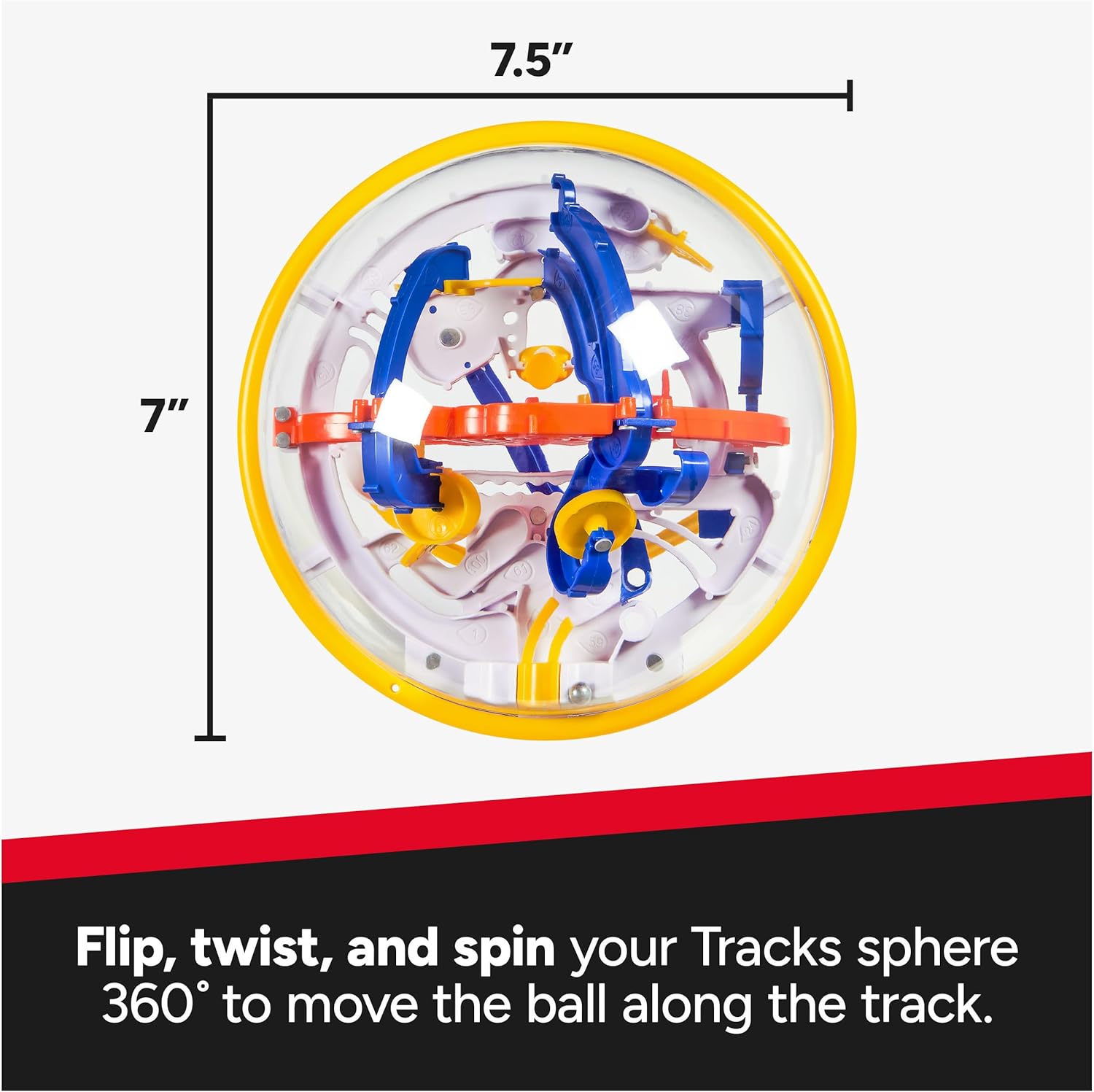 Rubik's Cube Rubik's Tracks 100 3D Gravity Maze and 3D Puzzle Game with 100 Obstacles, Problem Solving, Challenging Brain Teaser, Fidget Toy, Age 8+