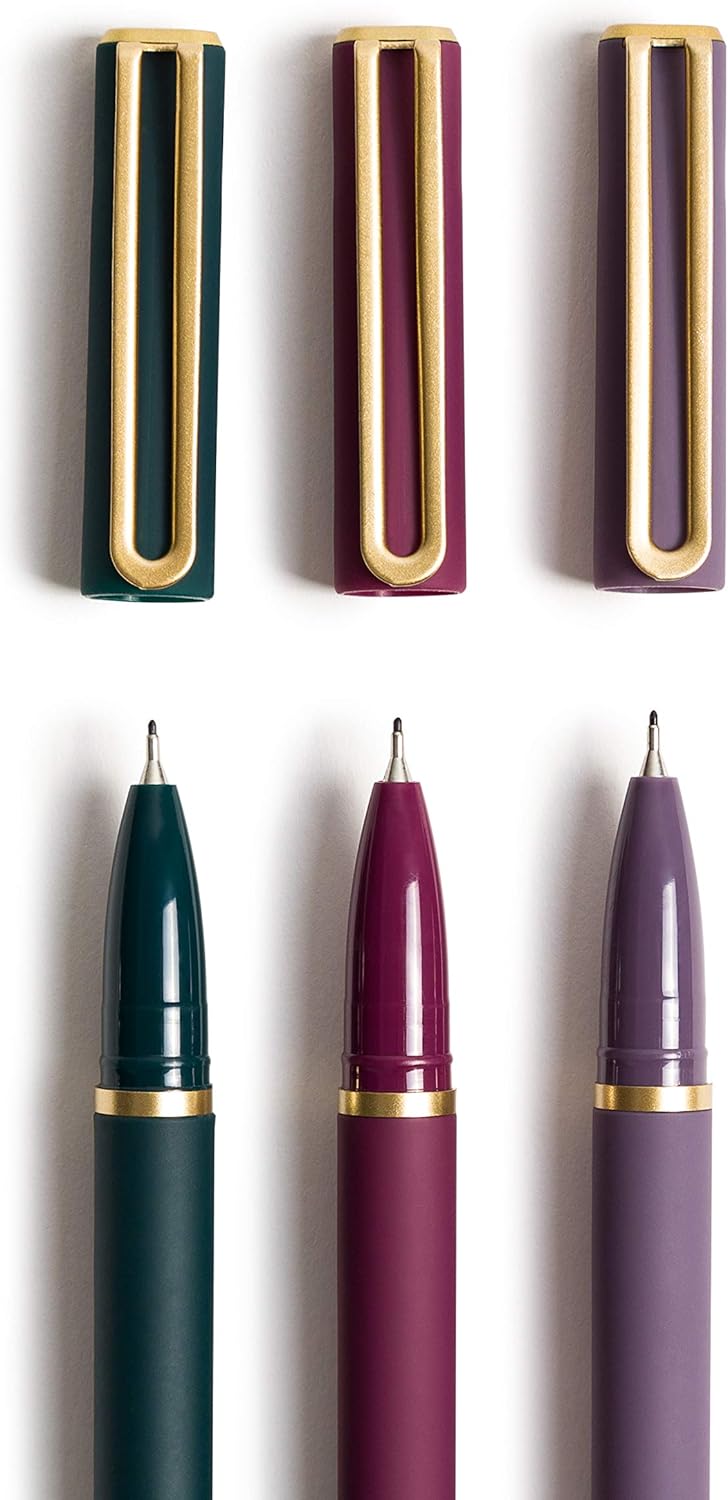 U Brands Soft Touch Midnight Monterey Ballpoint Pens, 1 mm, 4 Count (5136E06-24) & Soft Touch Catalina Felt Tip Pens, 0.7mm Emerald, Maroon and Purple Barrels, Black Ink, 6 Count (4520A04-24)