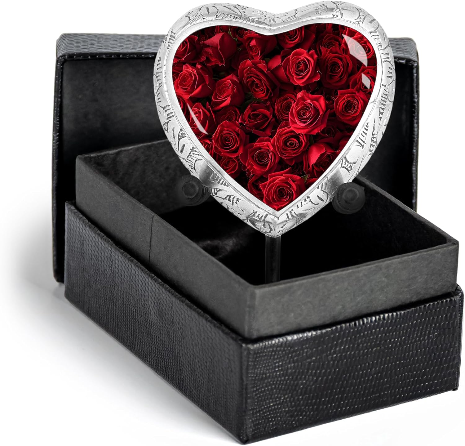 Red Rose Keepsake Cremation Urn for Human Ashes – Small Decorative Floral Memorial Funeral Burial Urn for Men & Women, Aluminum for Home Display or Cemetery