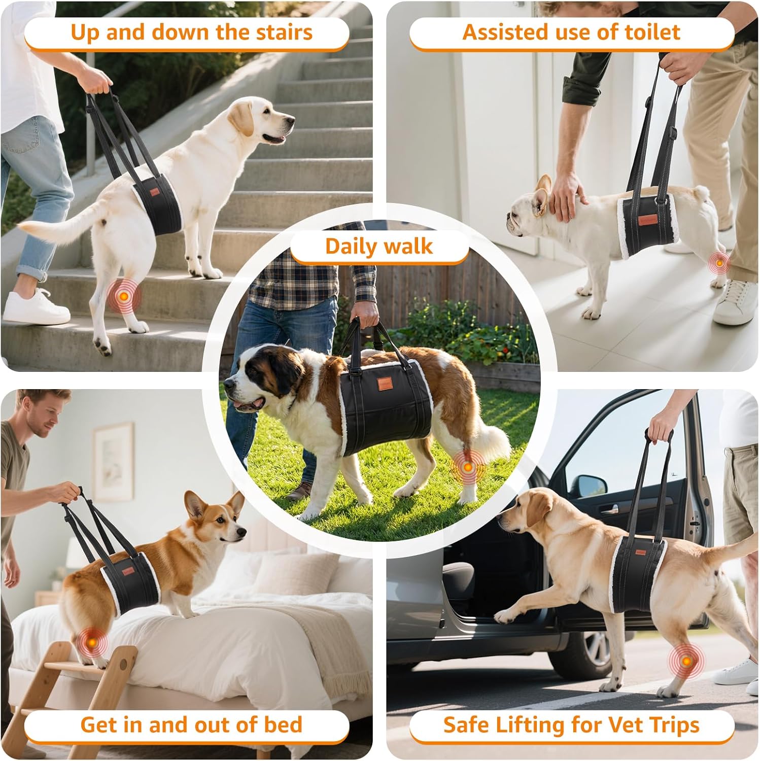 LOOBANI Dog Sling for Large Dogs Hind Leg Support, Portable Dog Lift Harness for Back Legs, Comfortable Leg Support Assistance for Elderly Dogs with Hip, ACL Brace, Senior, Injured