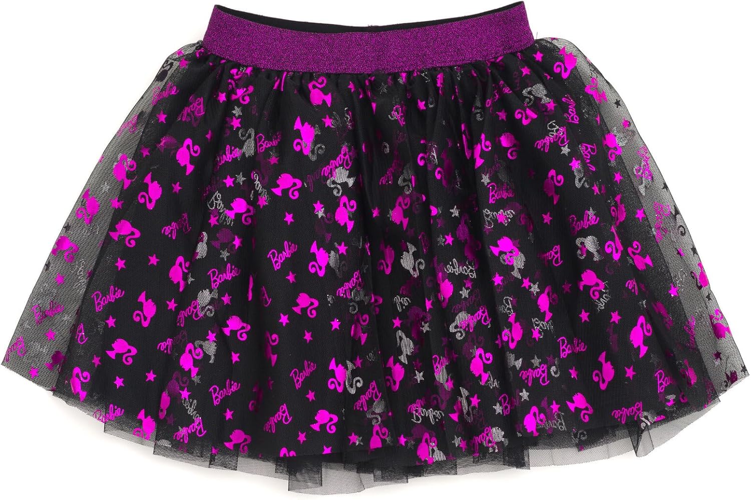 Barbie Girls Metallic Print T-Shirt and Tulle Mesh Skirt Toddler to Big Kid - Image 6