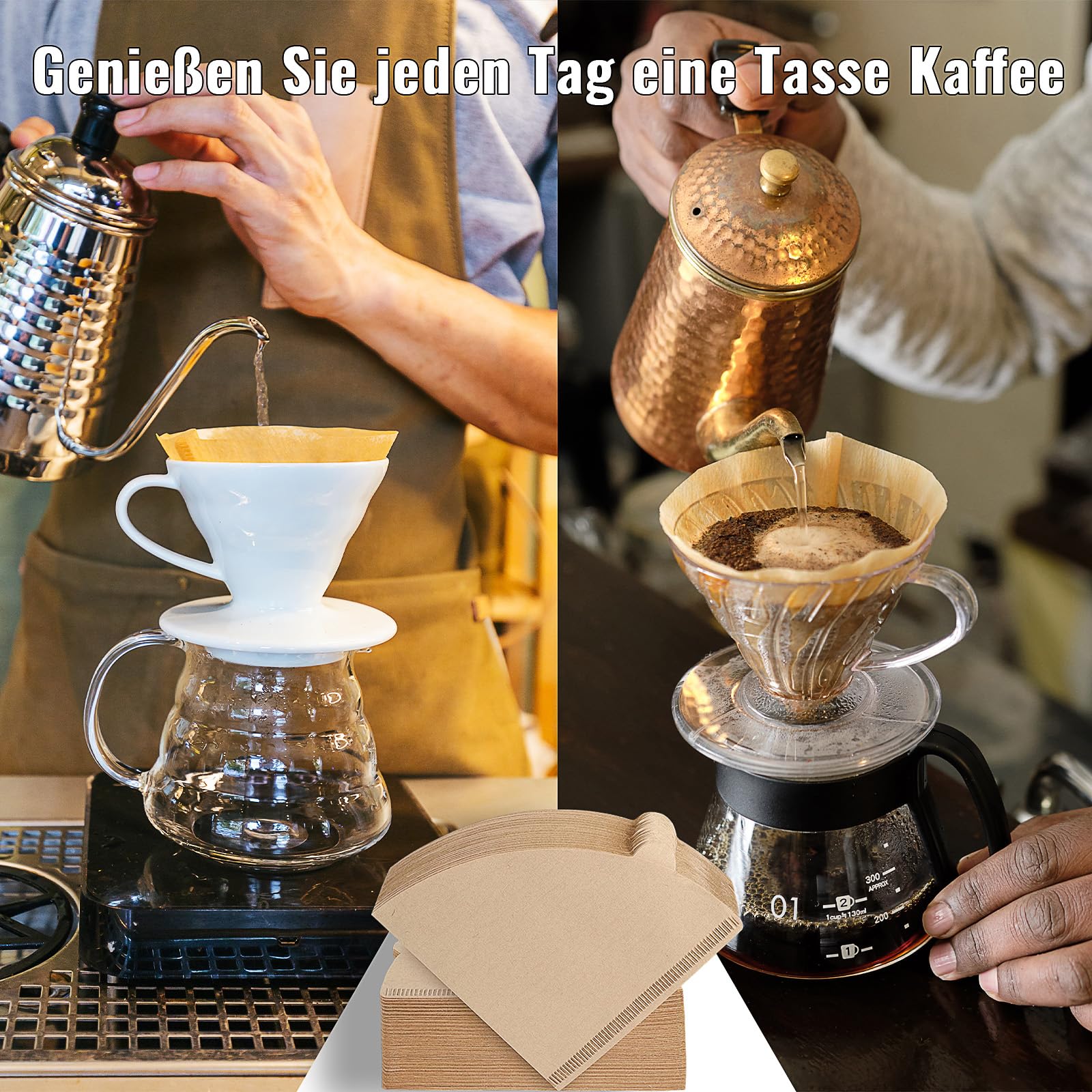100 Filtri Caffè A Forma Di V In Carta Di Cellulosa – V02, Perfetti Per Caffettiere A Goccia E Filtro, Mantengono Aroma E Gusto Originali