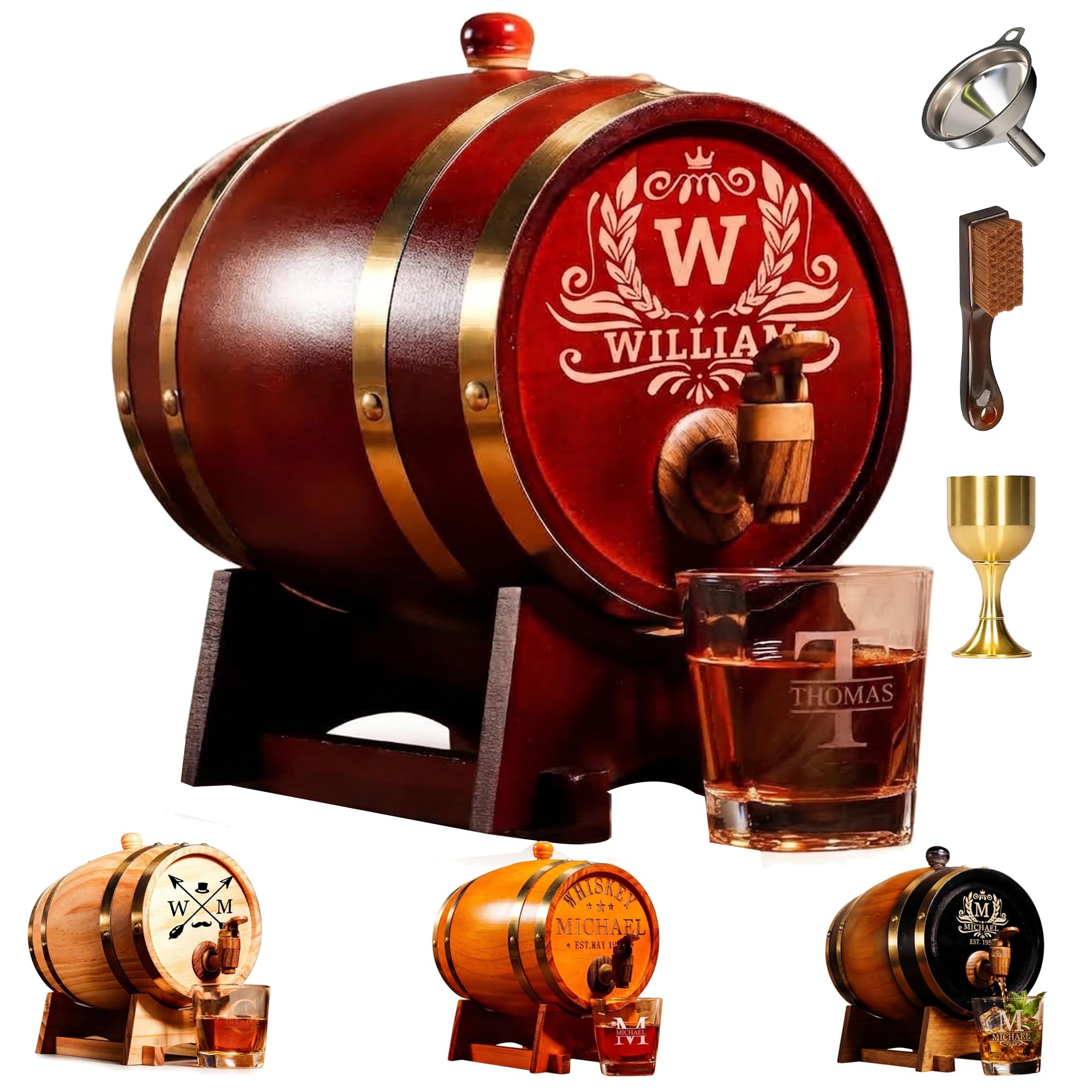 Personalized 3 Liter Wooden Whiskey Barrel,Oak Barrel for Aging Bourbon