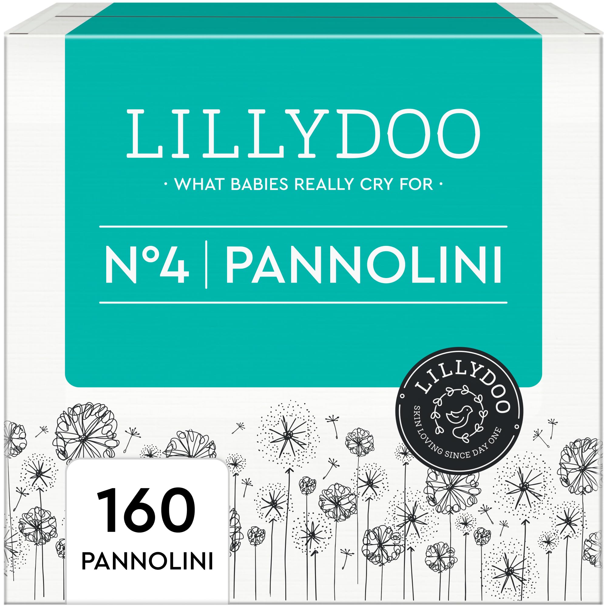 Pannolini LILLYDOO delicati sulla pelle - taglia 4 (9-14 kg), scatola mensile (160 unità), protezione contro le fuoriuscite, morbidi, senza profumi, lozioni & coloranti e dermatologicamente testati