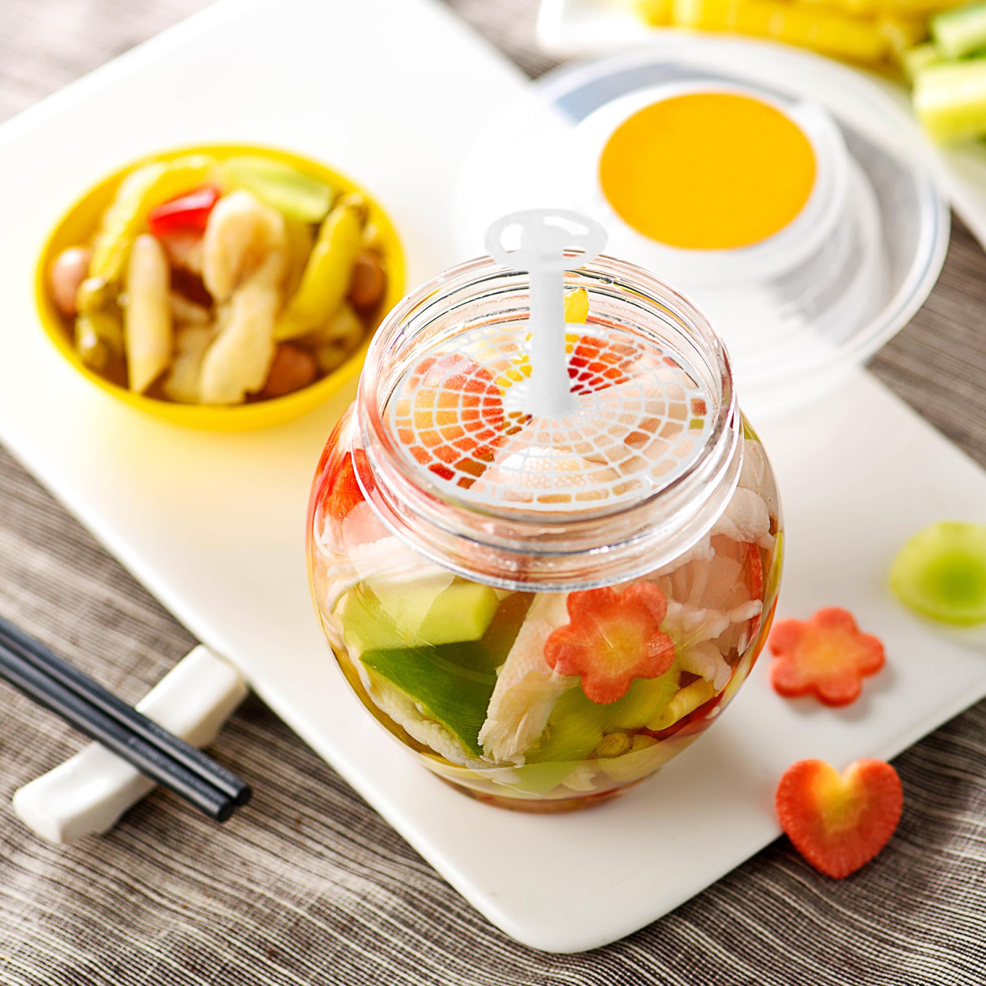 Pickle Jar Press Plate 5.9 Inch Fermentating Weight Fermenting Weights Fermentation Kit for Pickled Foods Mason Jar Fermentation Kit with Handle for Fermenting Jar Kimchi Vegetables Canning Supplies