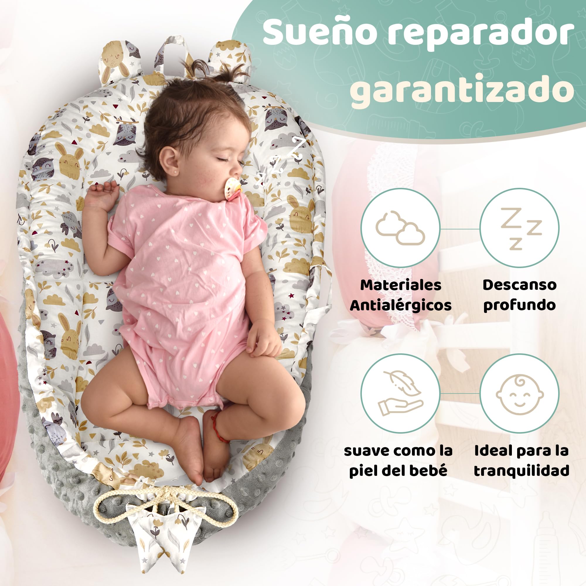 Cojin Antivuelco Bebe Moises Para Bebe Cuna Colecho Solvera_Ltd