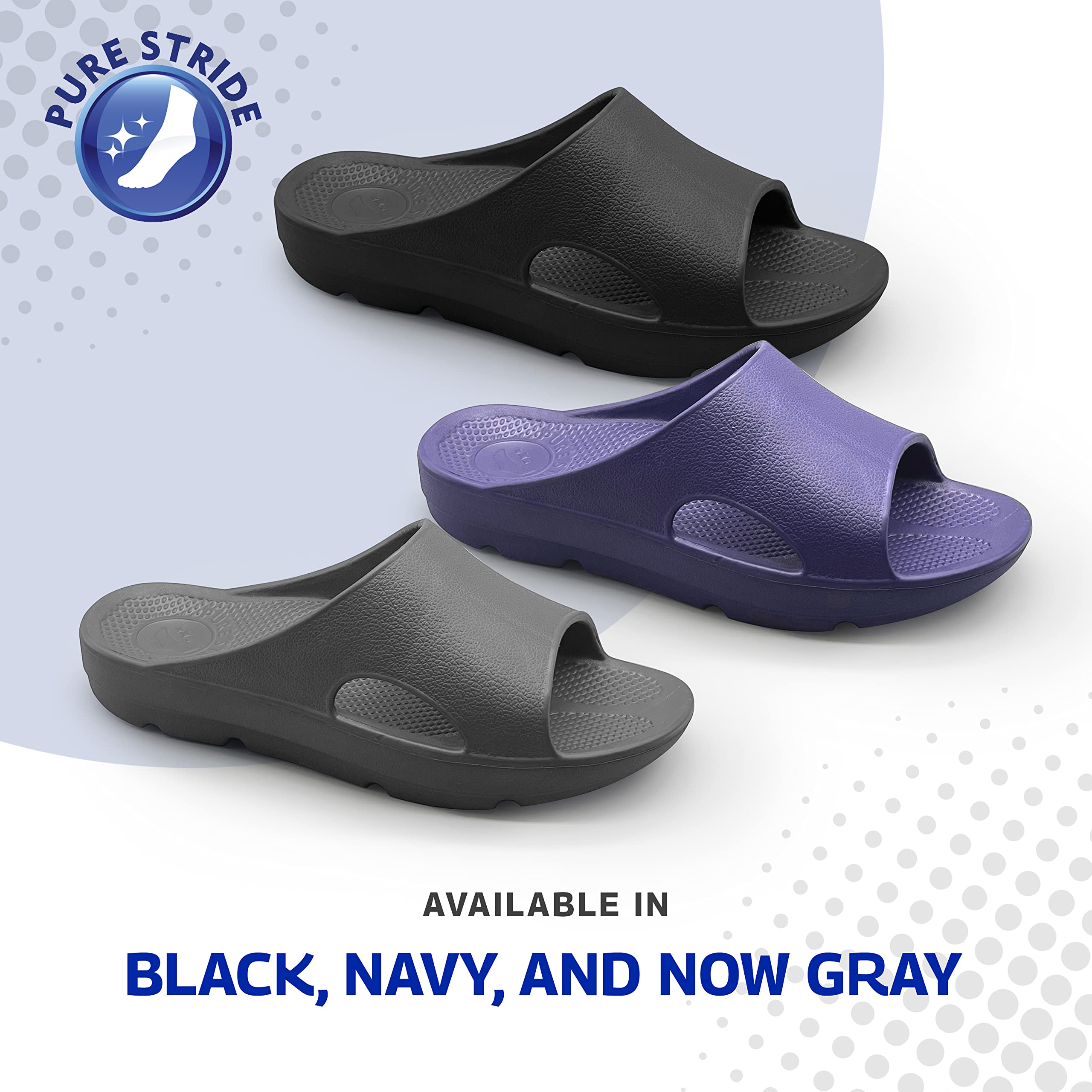 Pure Stride Therapeutische Slides, orthopädische Sandalen für Plantarfasziitis, Mittelfuß- und Fersensporn, zur Schmerzlinderung und Unterstützung des Fußgewölbes, GRAU, 13 Women/12 Men