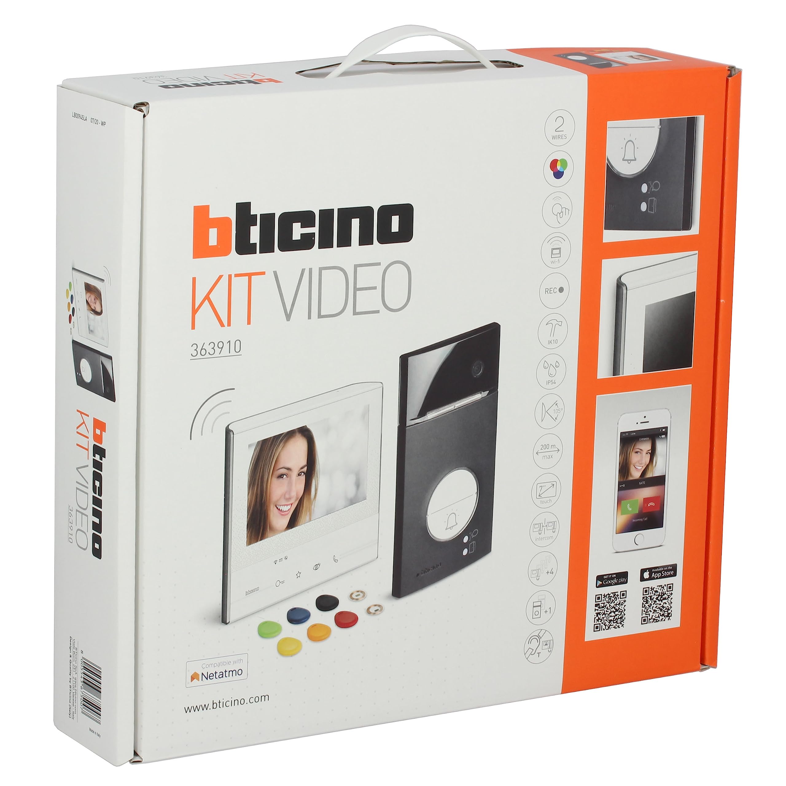 BTICINO, Flex ONE 2-Draht Videosprechanlagen WLAN Set, Classe 300 X13E mit 7" Touchscreen, 105° Weitwinkel Kamera, Video-Speicherung, Transponder Türöffner, schlüsselloser Zugang, IP54, IK10, 363910