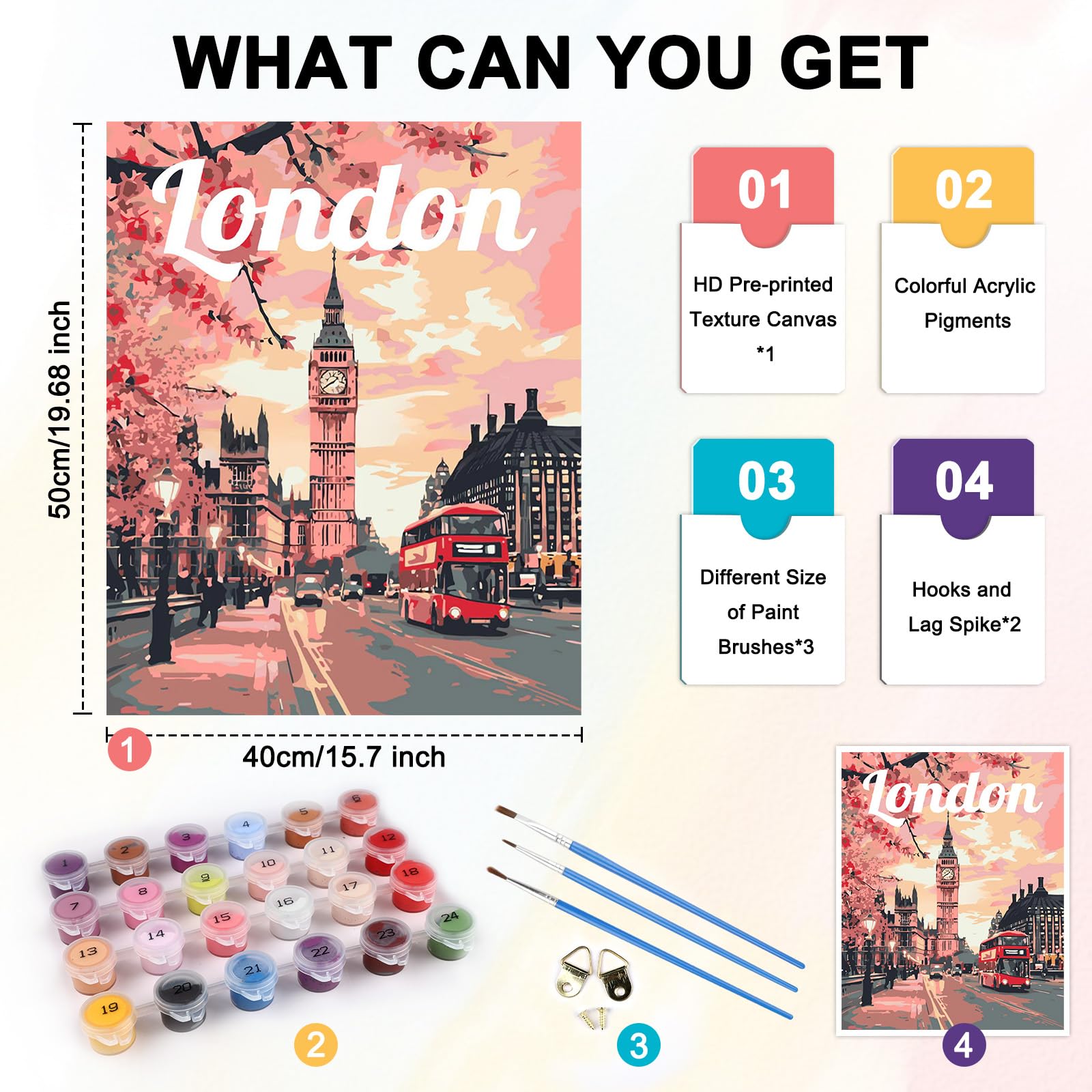 HEIBAGO Peinture Par Numéros Paysage – Kit Acrylique 30x40 Cm Pour Débutants – Déco Maison – Idée Cadeau