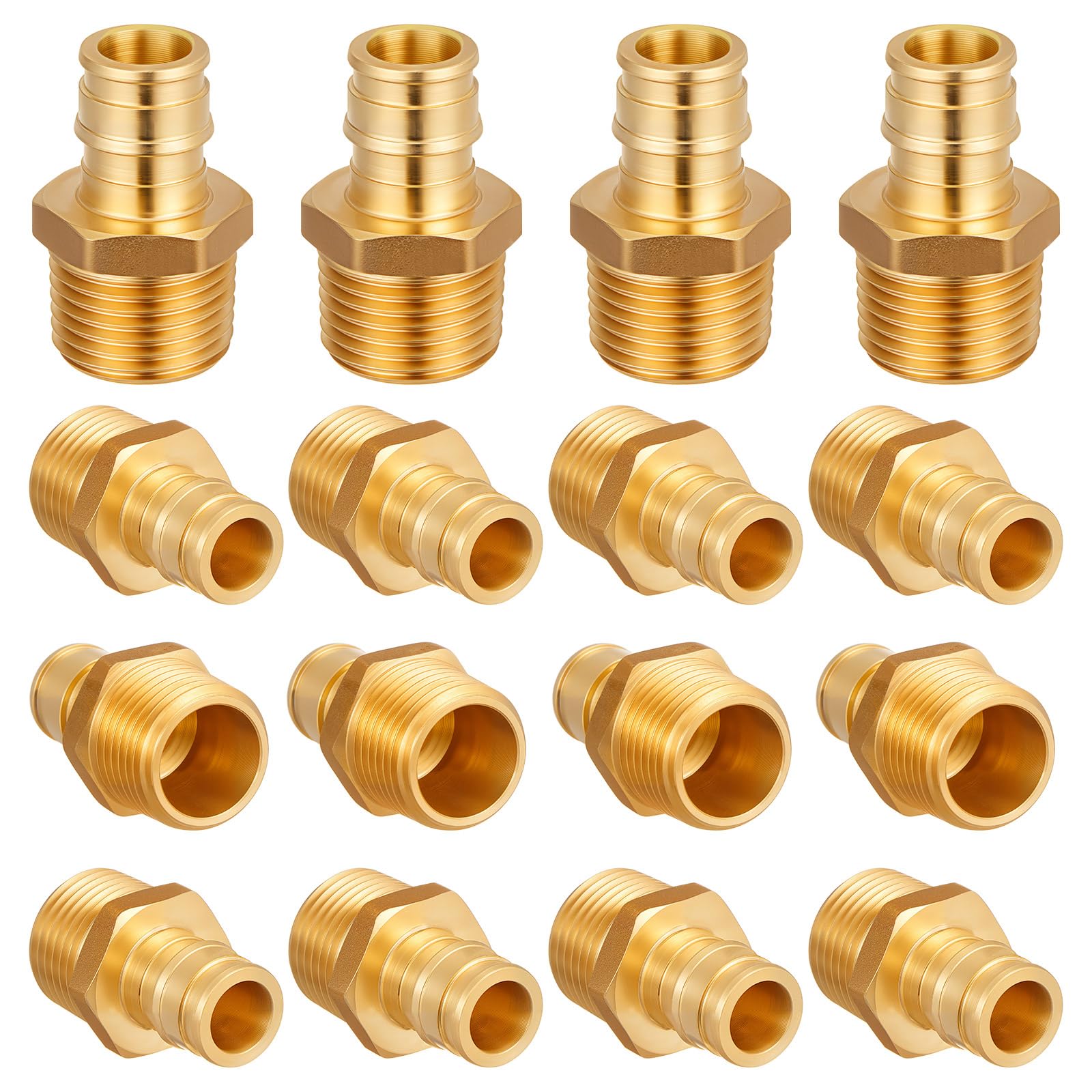 16 Pack 3/4"x3/4" MNPT Male Adapter Brass PEX A Expansion Fitting