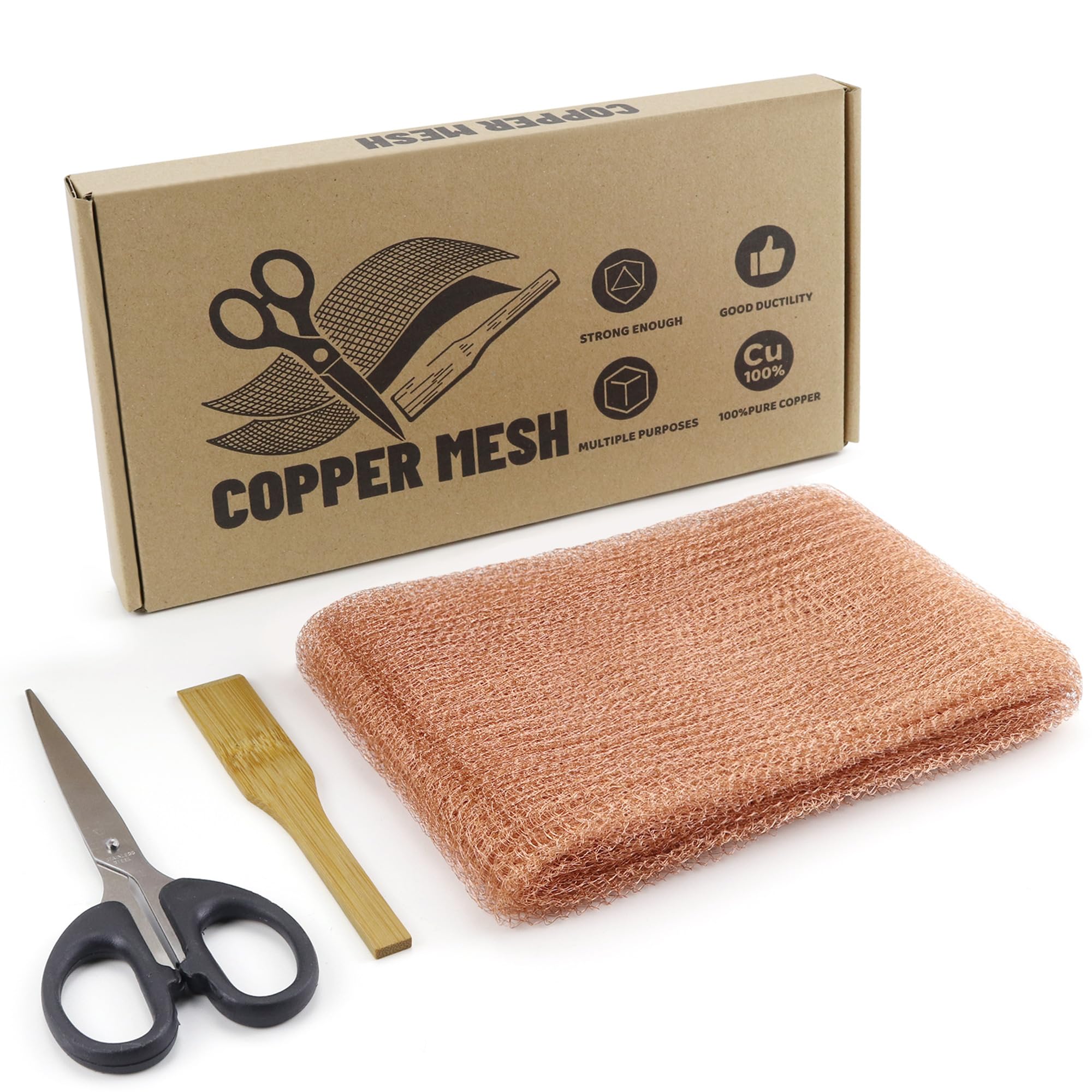 Copper Mesh Rodent Control, Proof Wire Screen Roll with Scissors and Trowel for Mice Rat Rodent, Bat & Snail, DIY Blocker Weep Hole Filler & Wool Mouse Trap (5 in x 33 ft)