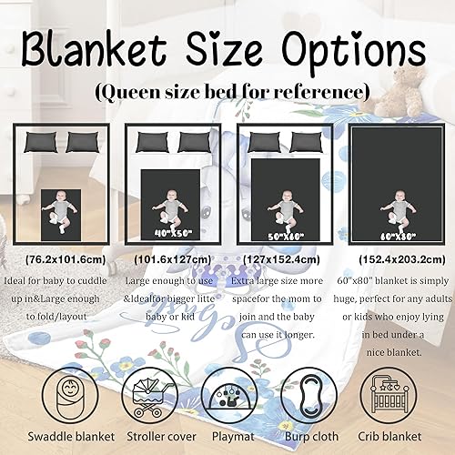 Miniatura 4 de J&SBGFT Manta de bebé personalizada para niños, personalizada con nombre, manta de recepción de nombre personalizado para niños pequeños, guardería,