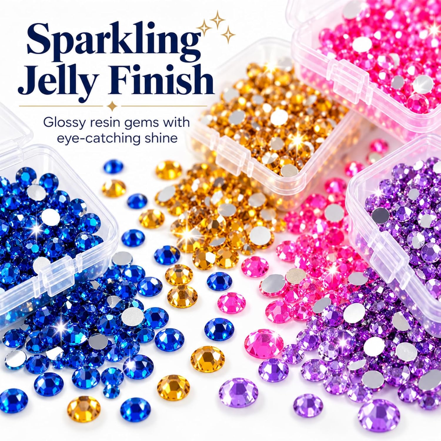 38 Colors Rhinestones for Crafts, 3mm Flatback Resin Jelly Gems