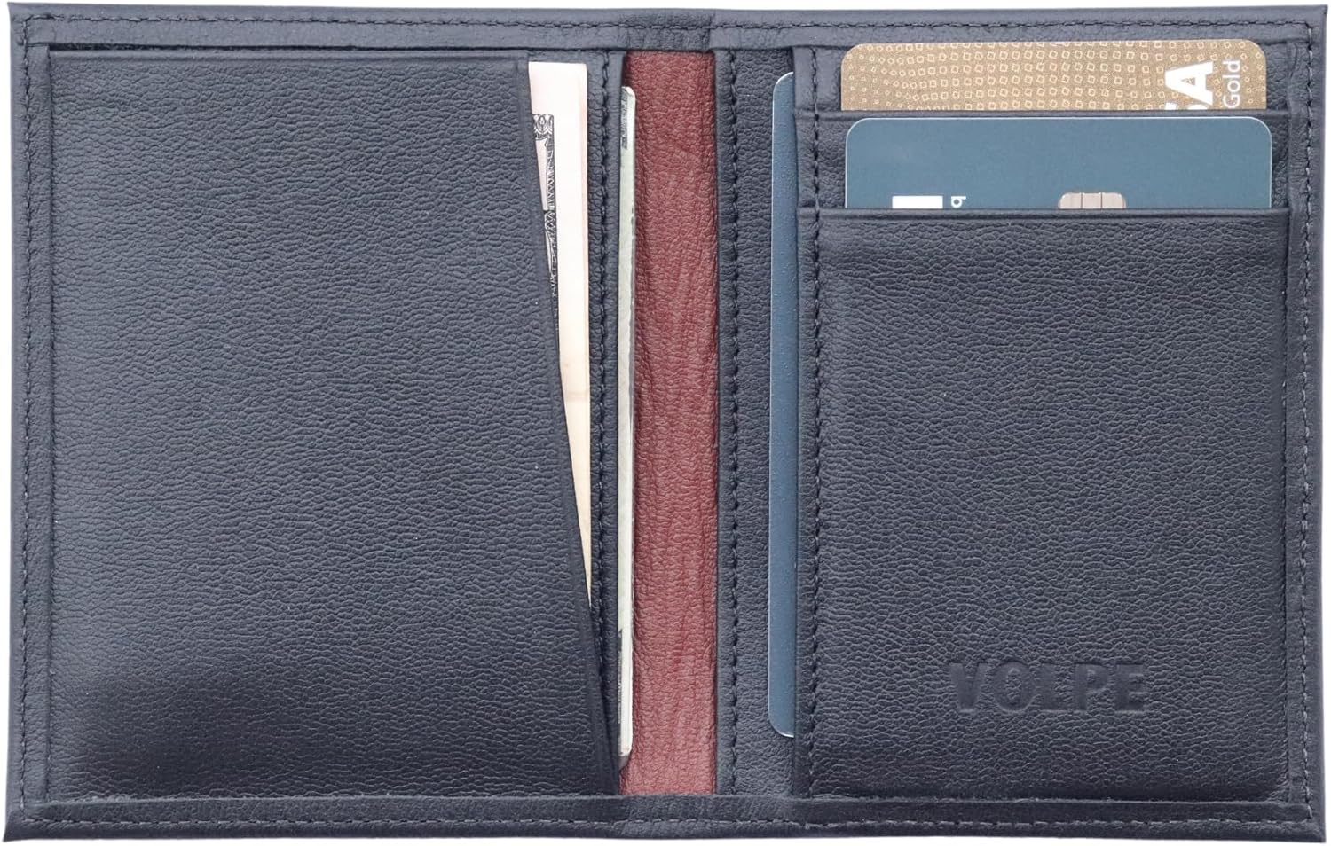 VOLPE Vertical Slim Wallet Genuine Leather For Men and Women