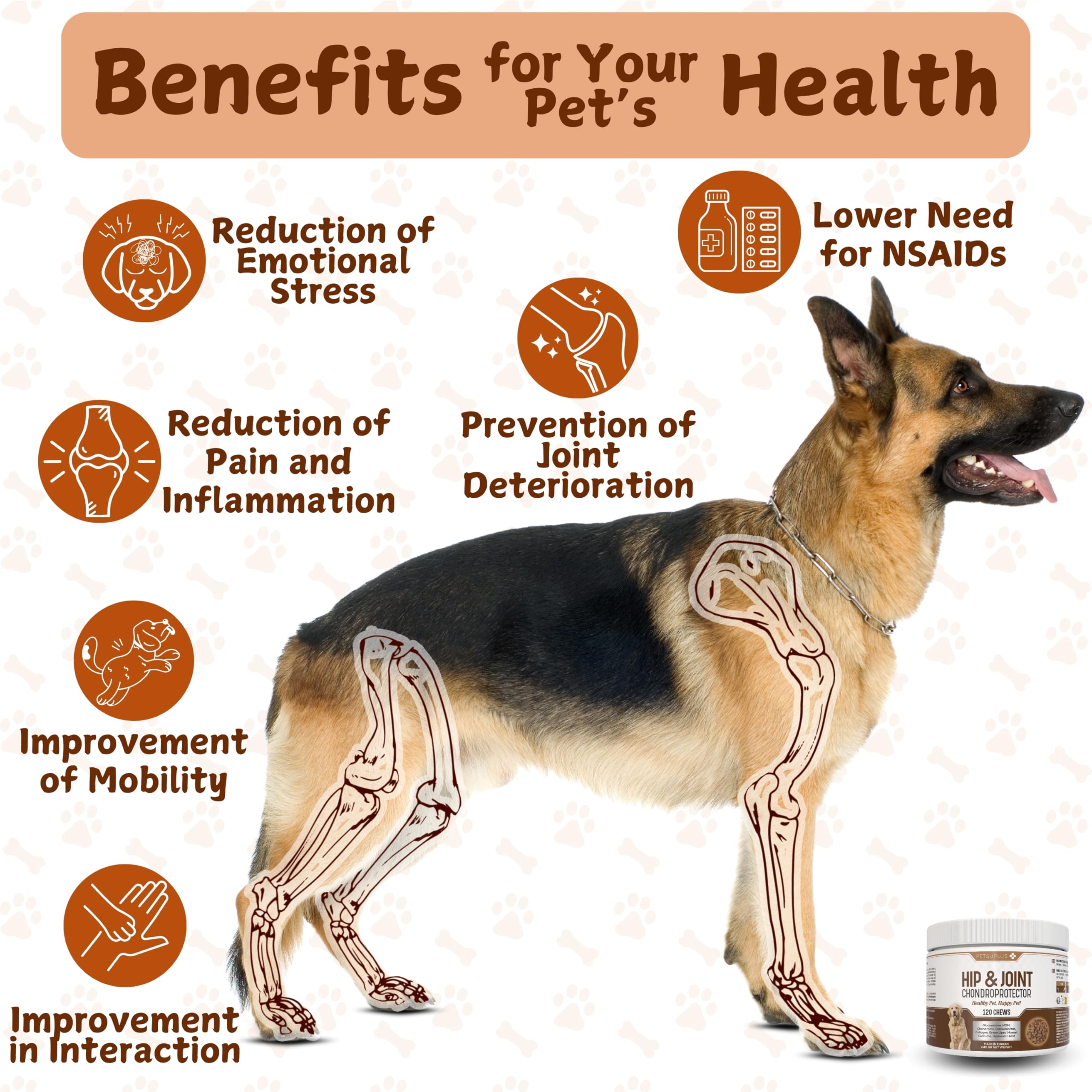 PETSUPLUS Hip & Joint Care. Collagen for Dogs. Dog Joint Supplements with Green Lipped Mussel, Glucosamine, Chondroitin - Image 2