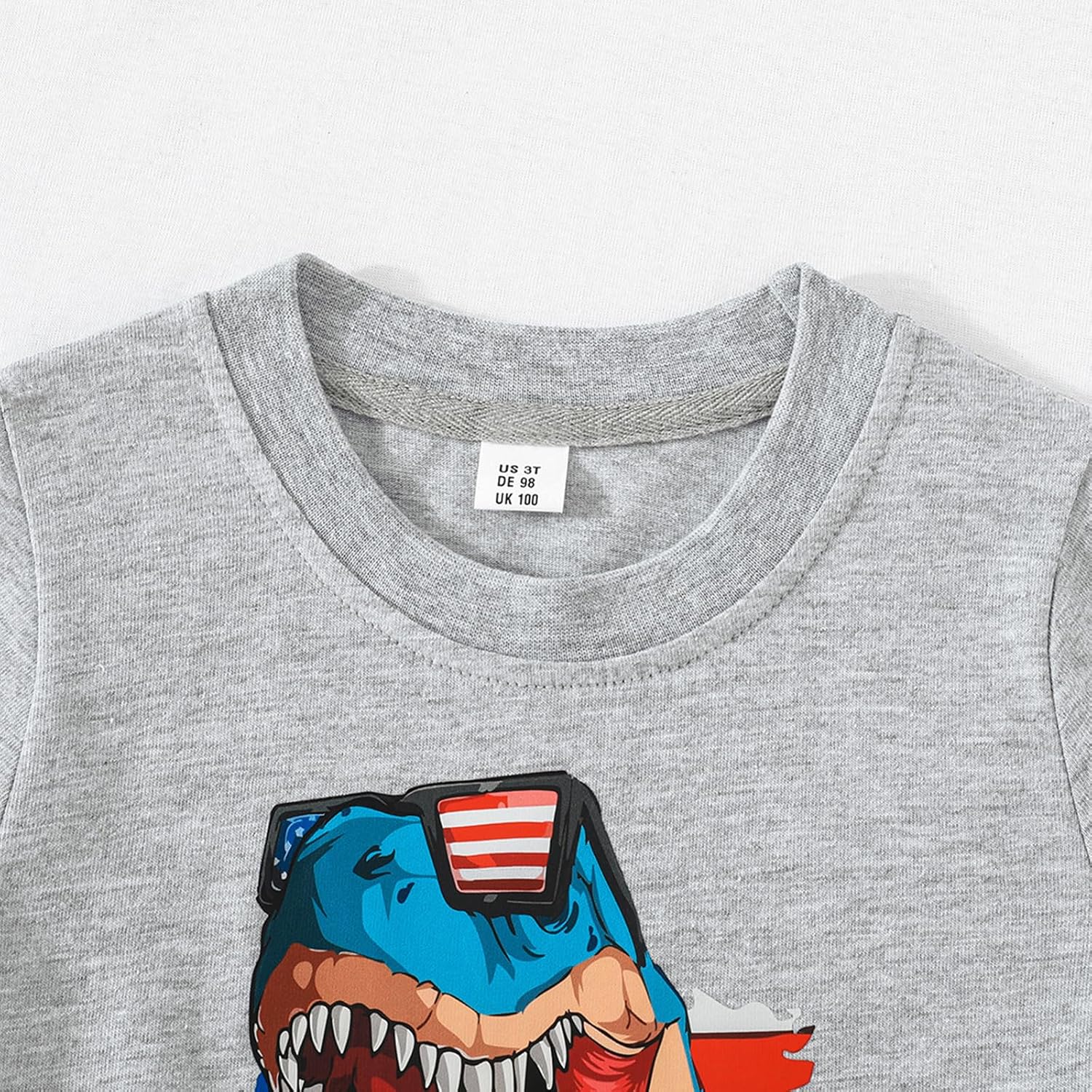 Toddler Boys 4th of July Shirts Cotton American Flag Dinosaur T-Shirts Kids Patriotic Short Sleeve Tees Top 2-7 Years